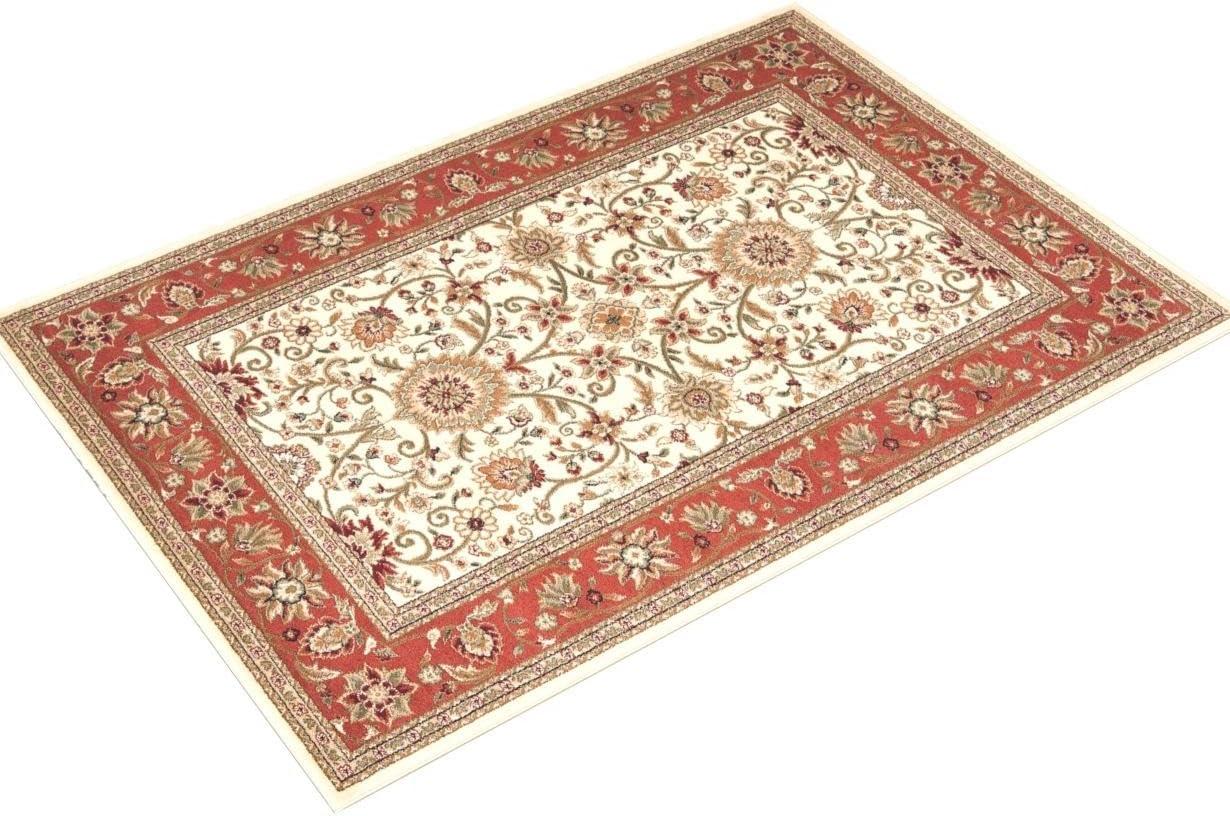 SAFAVIEH Lyndhurst Victoria Traditional Floral Area Rug, Ivory/Rust, 5'3" x 7'6"