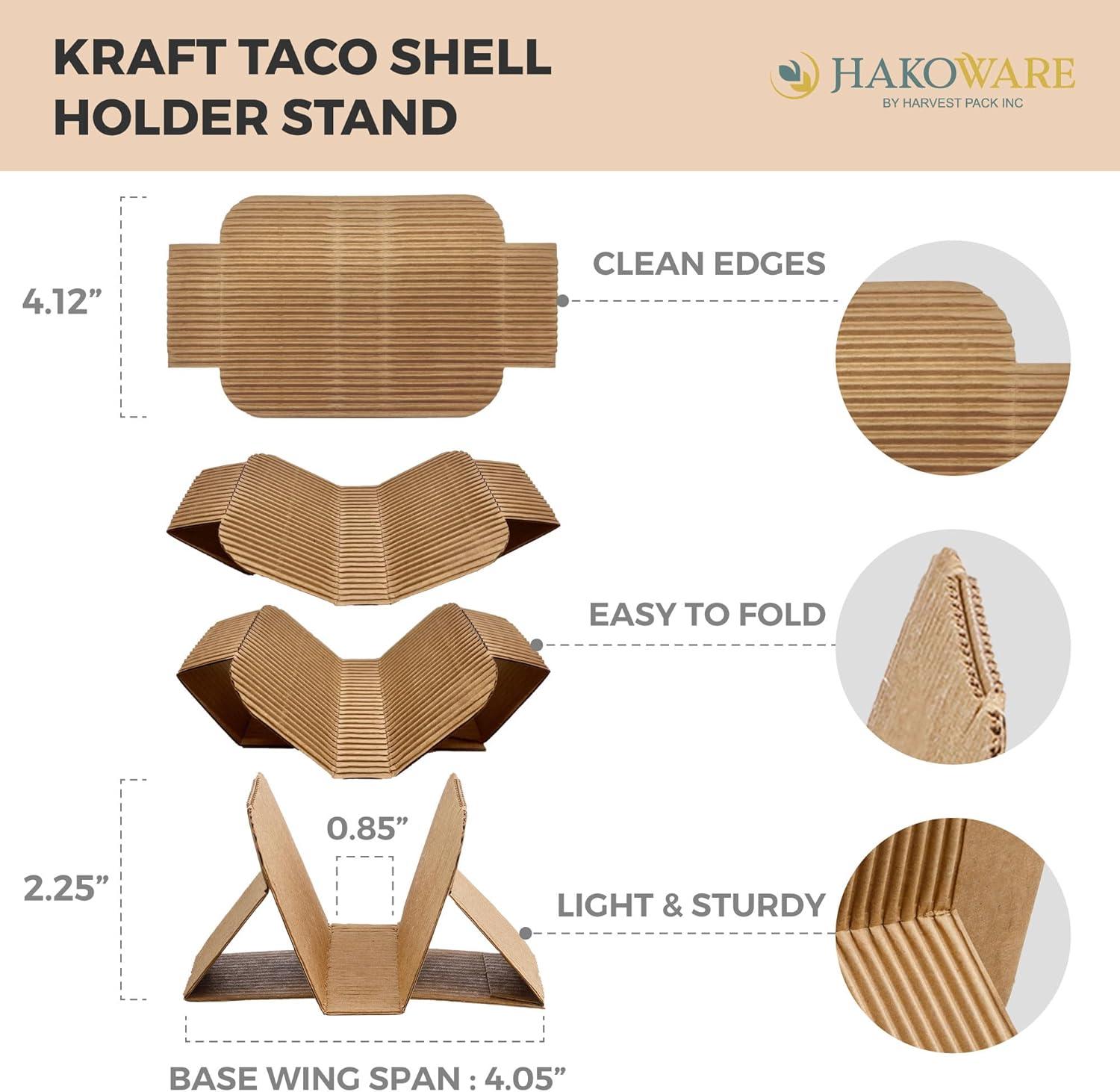 Hakoware Disposable Kraft Paper Taco Holder Stand Serving Rack 200 Count