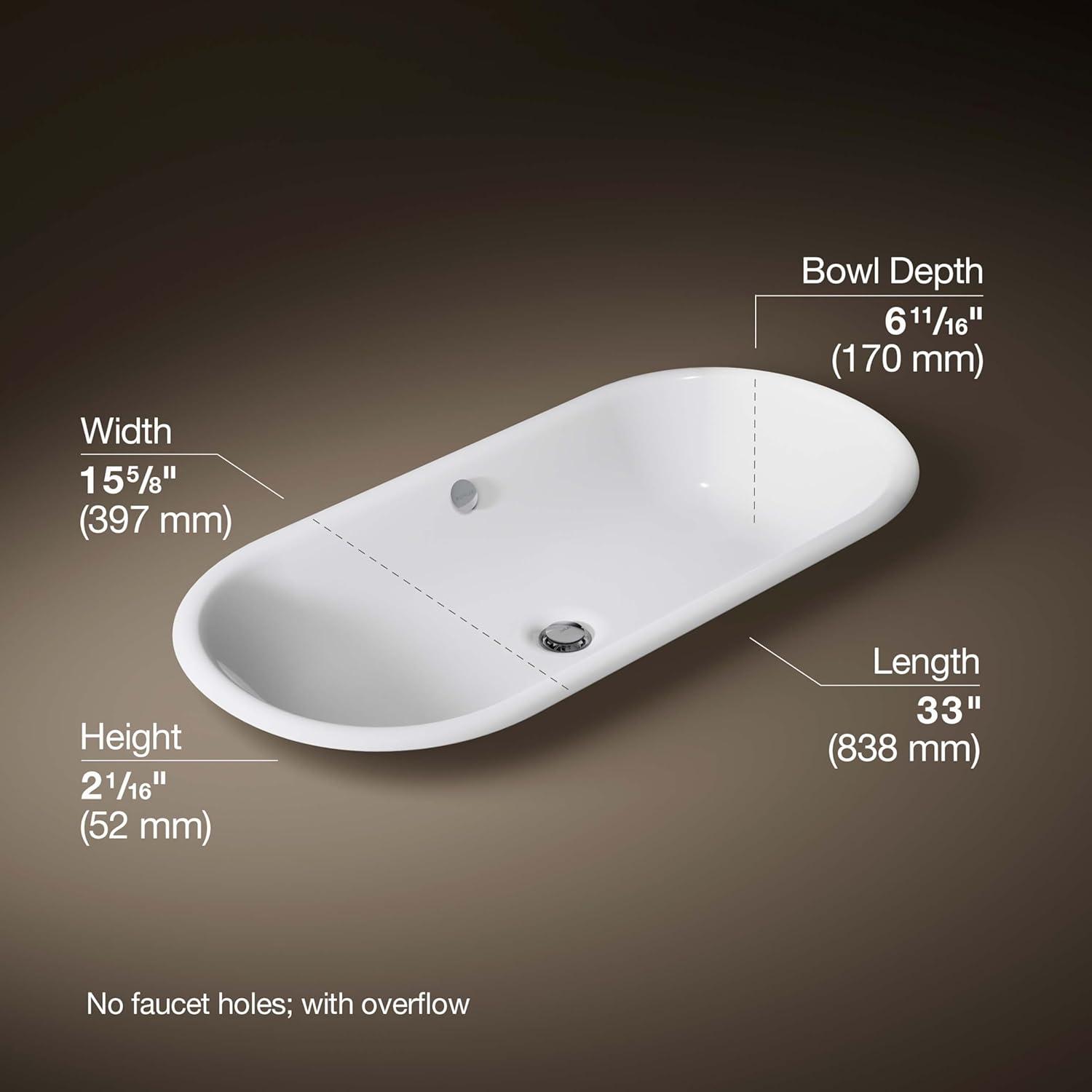 Iron Plains Capsule Vessel/Drop-In/Under-Mount Bathroom Sink with Iron Gate Painted Underside