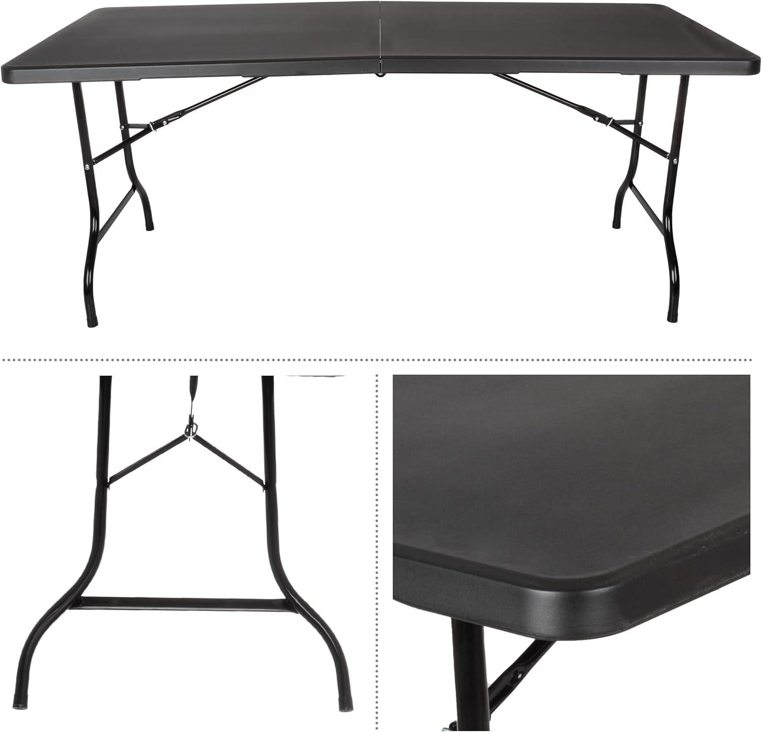 Hasting Home Adjustable Folding Table - Plastic Utility Tabletop