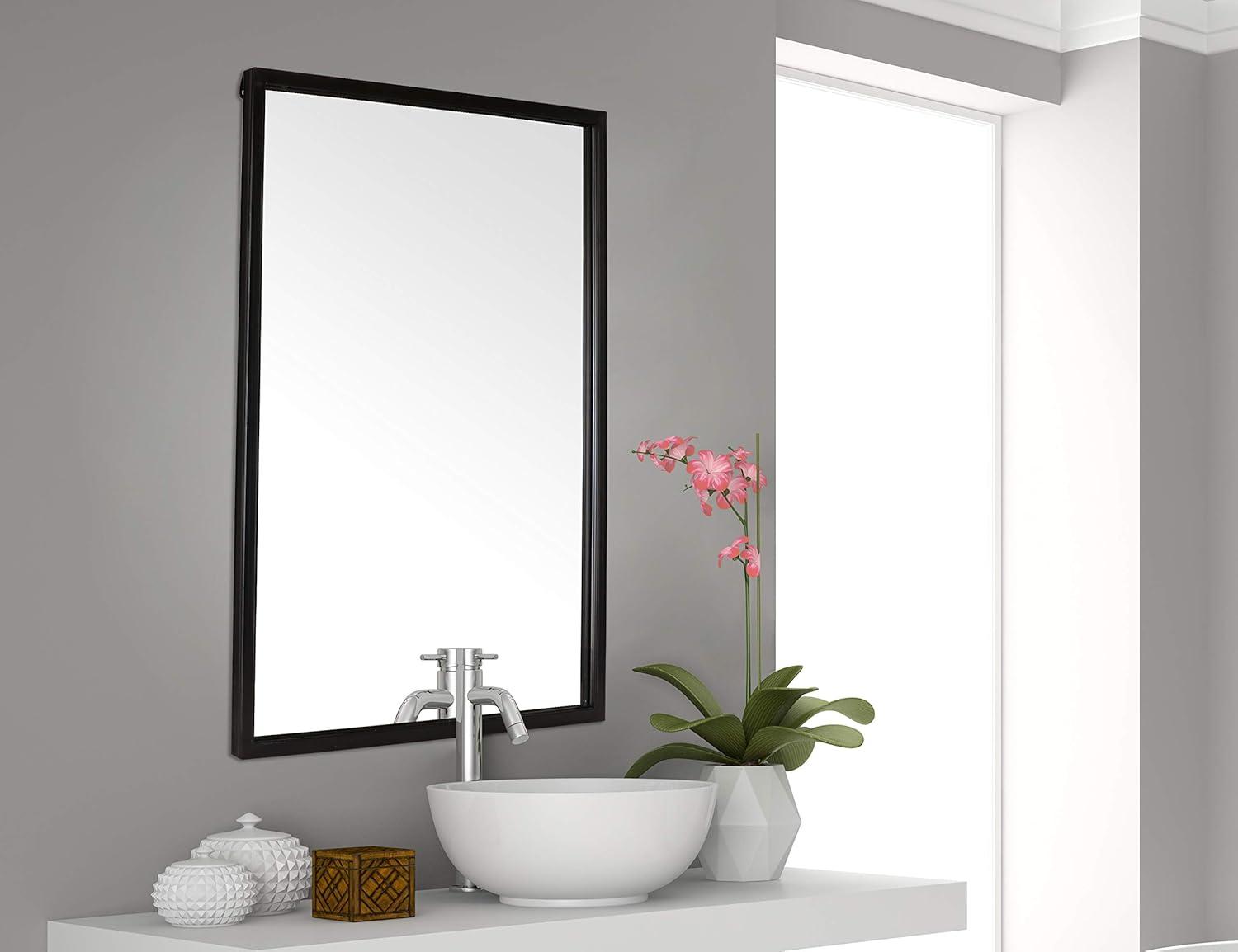 Mirrorize Large Wall Mounted Mirror, Full Body Rectangle Metal Frame Black Mirror, Bathroom Vanity Mirror for Wall, 35"X24"