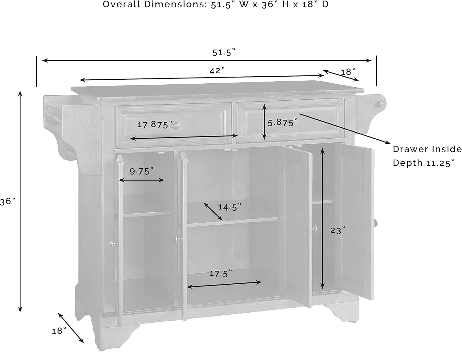 LaFayette White Granite Top Kitchen Island with Storage