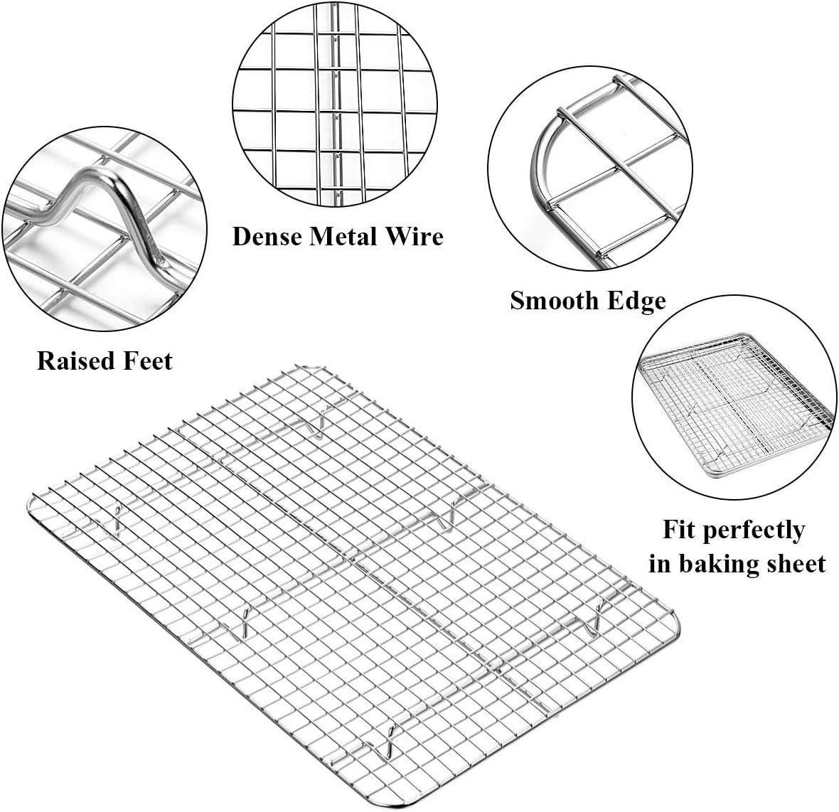 Baking Sheet with Wire Rack, Stainless Steel Cookie Sheet Pan Set, Non Stick Baking Pans with Cooling Rack for Oven Cooking, 15.9 x 12 x 1 inch 4 Pcs