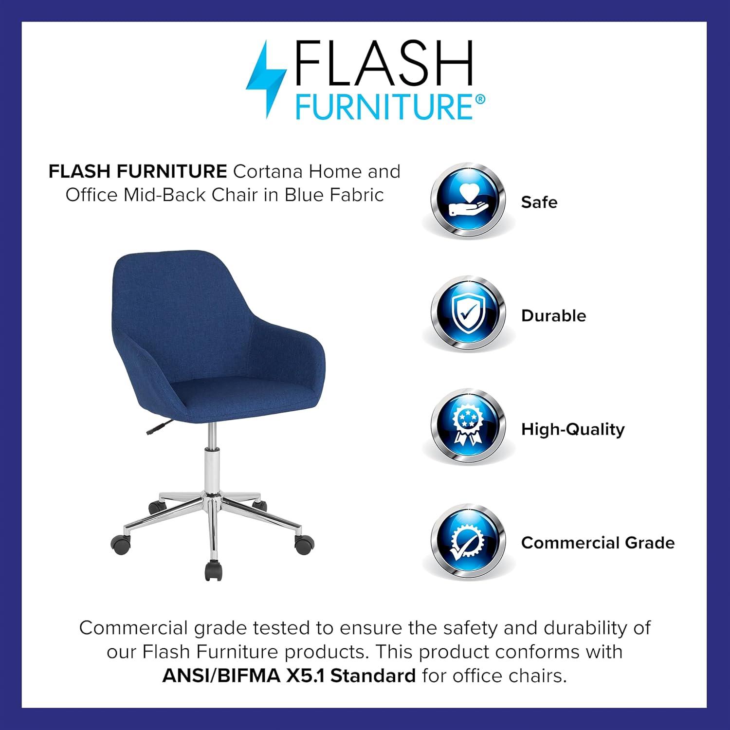 Flash Furniture Cortana Home and Office Mid-Back Chair in Blue Fabric
