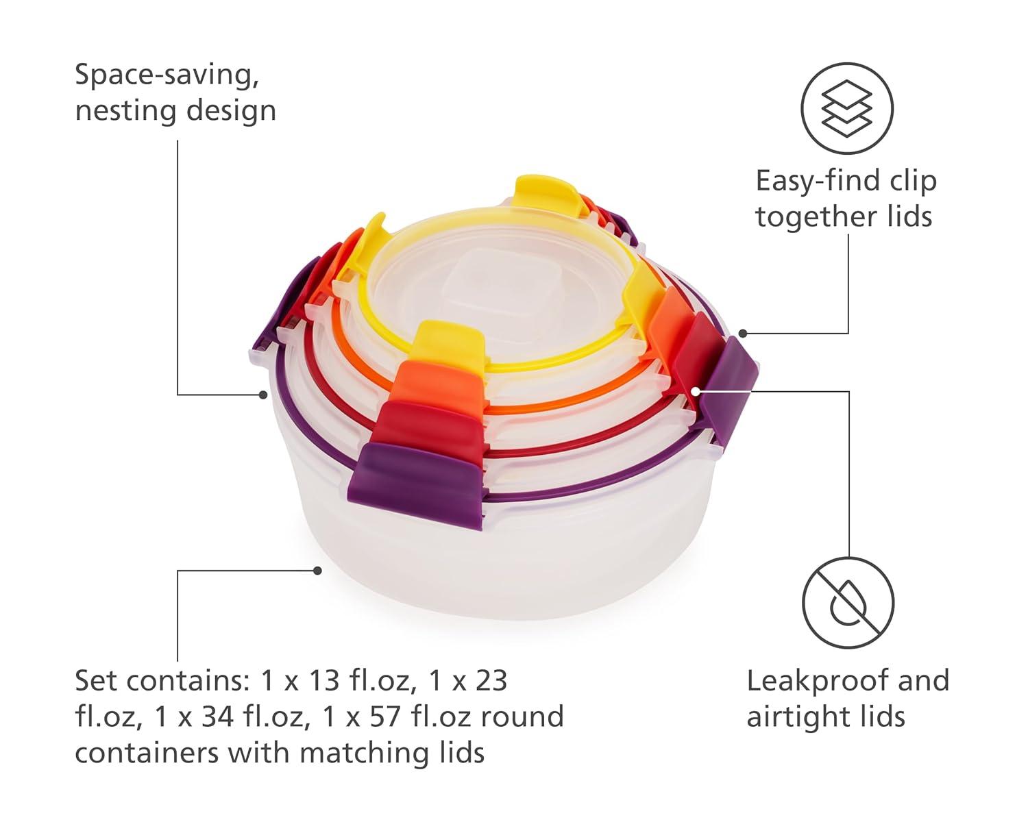 Joseph Joseph Joseph Joseph Nest Lock 8-Piece Round Food Storage Container Set, BPA Free