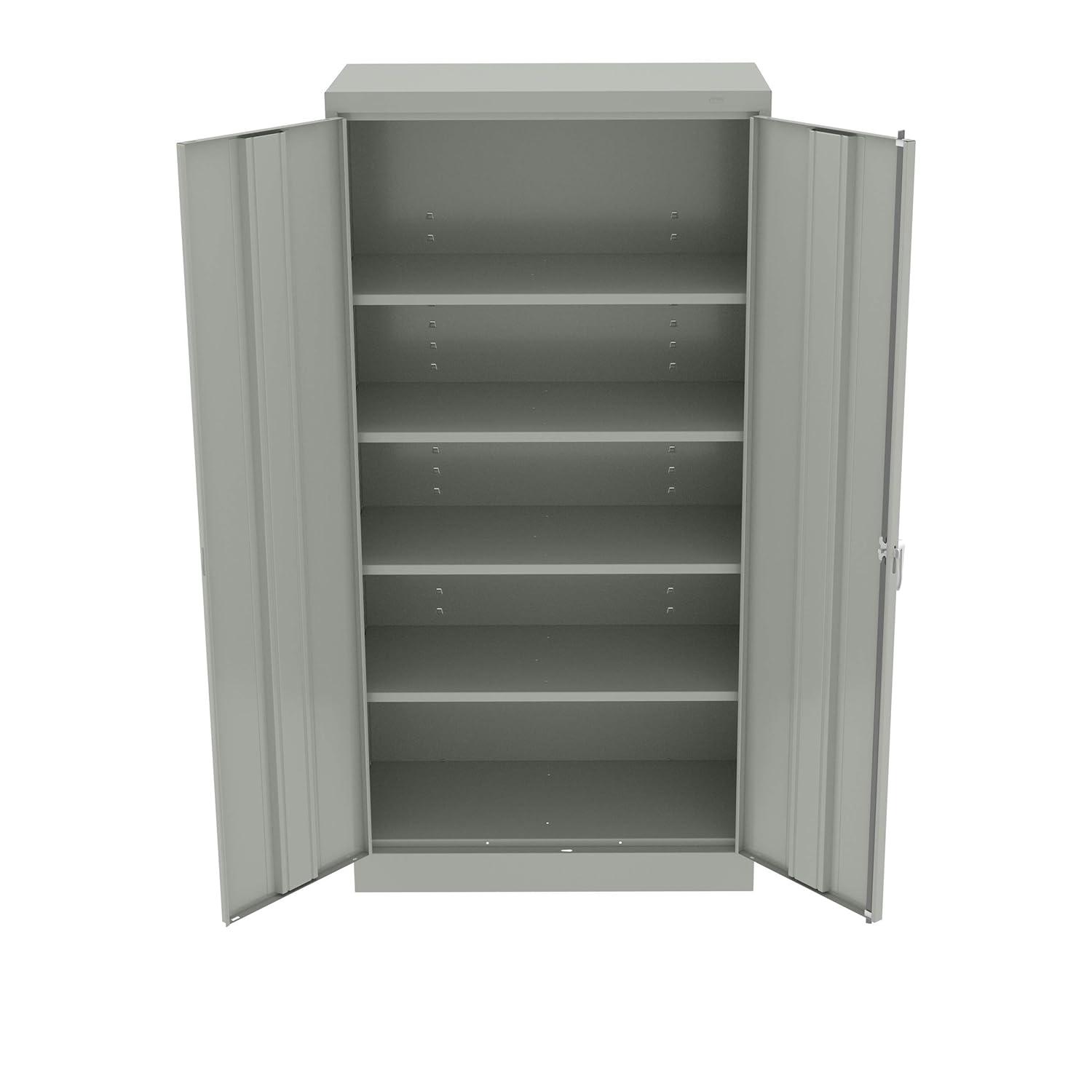 Tennsco Full-Height Standard Storage Cabinet 36" x 18" x 72" - 2 x Door(s) - Security Lock, Welded, Reinforced, Hinged Door - Light Gray - Chrome - Recycled