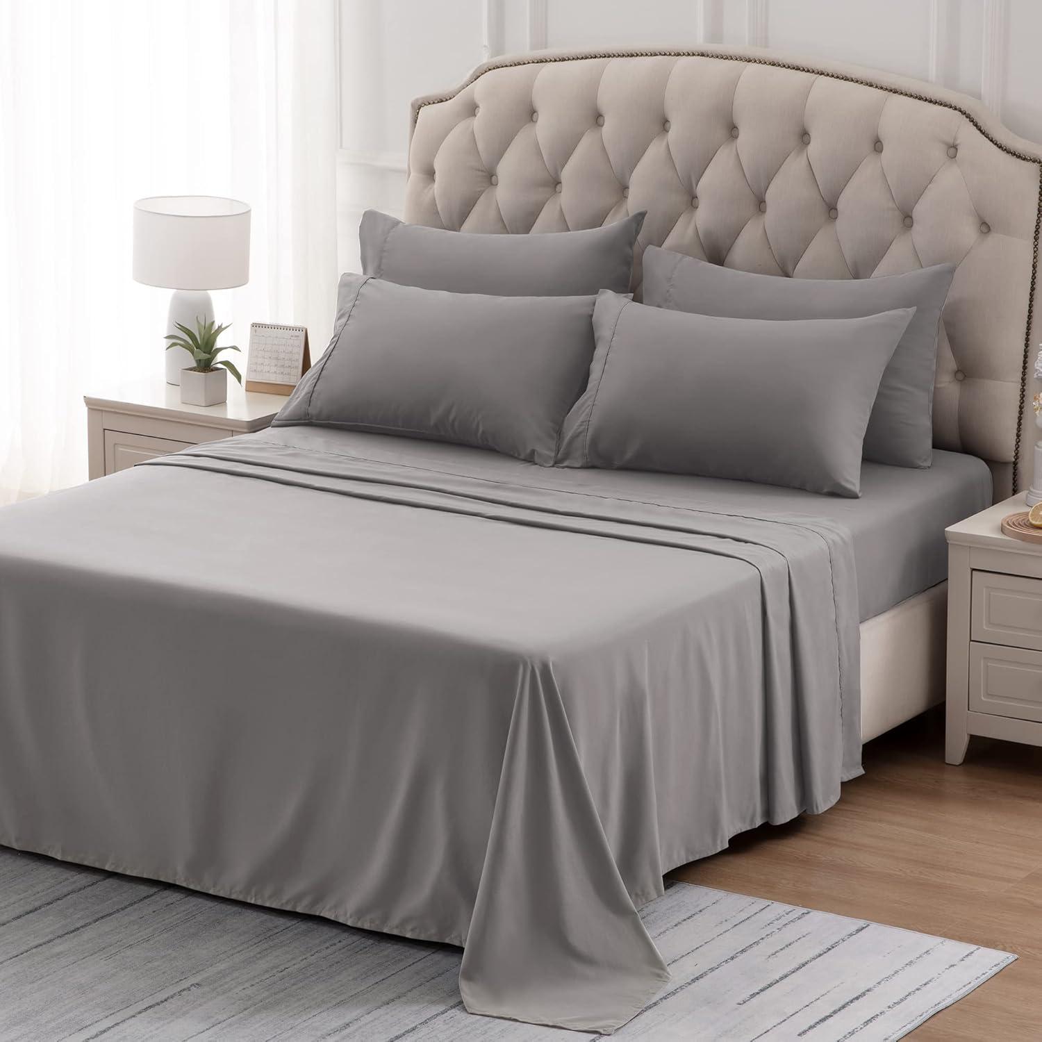 Gull Gray Queen Microfiber Cooling Bed Sheet Set