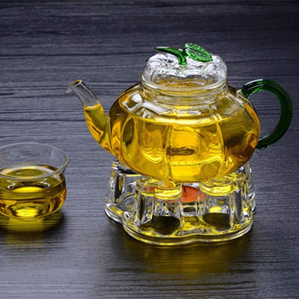 Teapot Warmer Crystal Glass Heart Shape Heating Base Tea Set Accessories