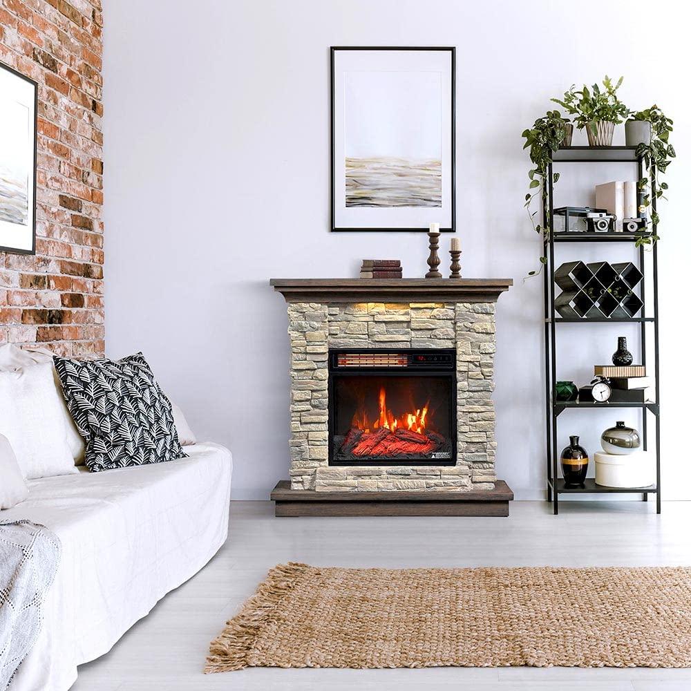 Duraflame Austin 33.5" W x 33" H x 11" D Infrared Electric Fireplace Mantel Package - Smoky Gray