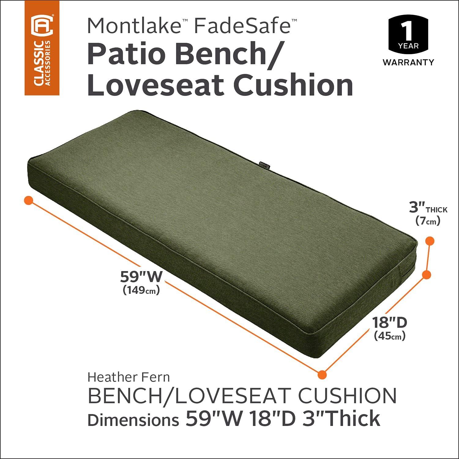 Montlake Water-Resistant Patio Bench/Settee Cushion - Classic Accessories