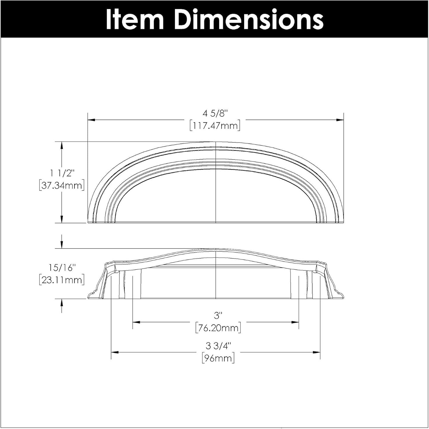 American Diner Kitchen Cabinet Handles, Solid Core Drawer Pulls for Cabinet Doors,3" & 3-3/4"(96mm)