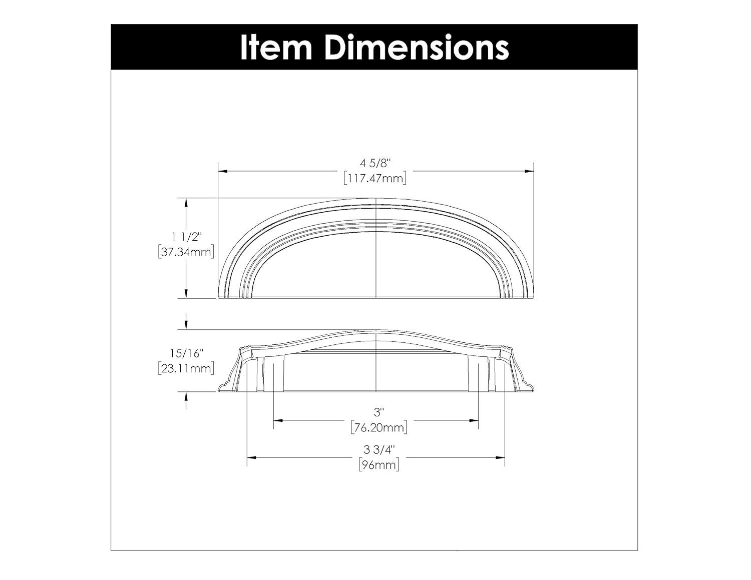 American Diner Kitchen Cabinet Handles, Solid Core Drawer Pulls for Cabinet Doors,3" & 3-3/4"(96mm)