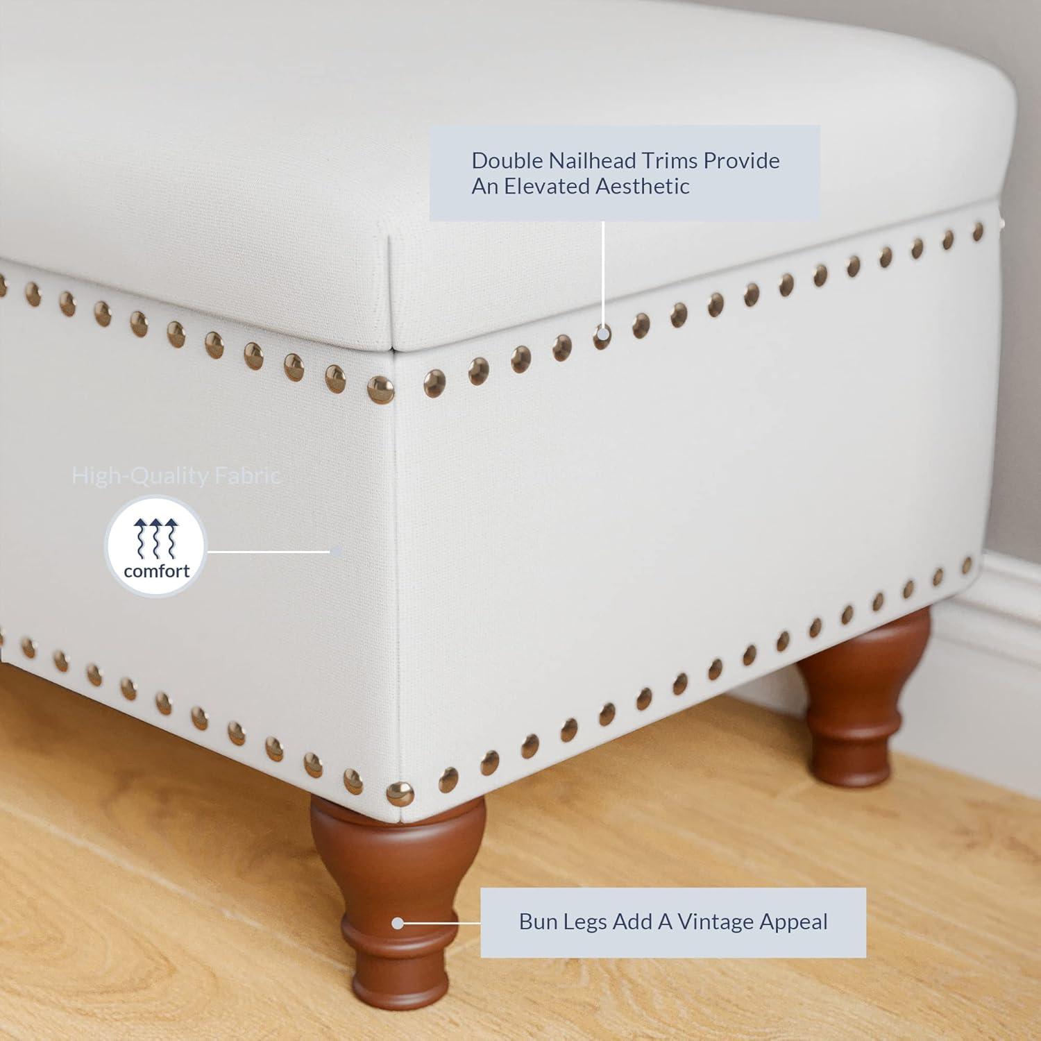 BELLEZE 35 Inch Button Tufted Top Ottoman Bench - Quincy (Gray)