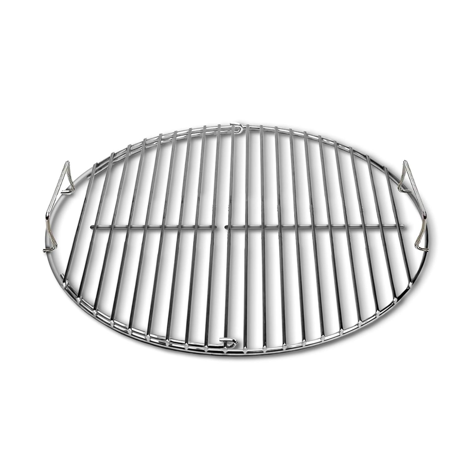 SnS Grills EasySpin Charcoal Grill Cooking Grate, 304 Stainless Steel, Large Hinged Opening, Perfect for 2-Zone Cooking, Replacement Grate Compatible with Weber & Other Grills - 18” Inches