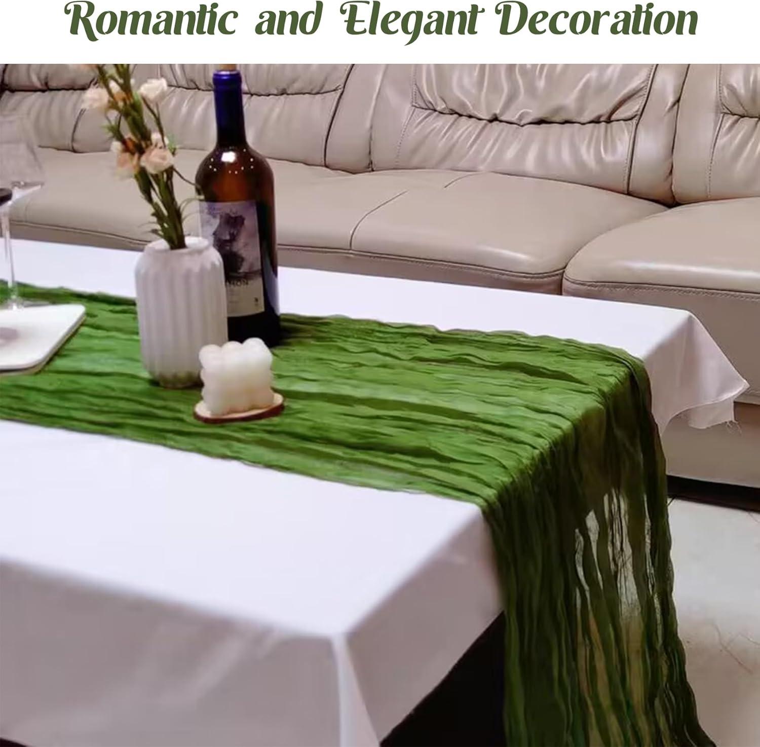 Mint Green Cheesecloth Table Runner 6 Pack 35" Boho Gauze Runner 120 inches Long Tablecloth Runner Rustic Sheer Fabric Bulk for Baby Shower Wedding Bridal Birthday Party Table Decorations