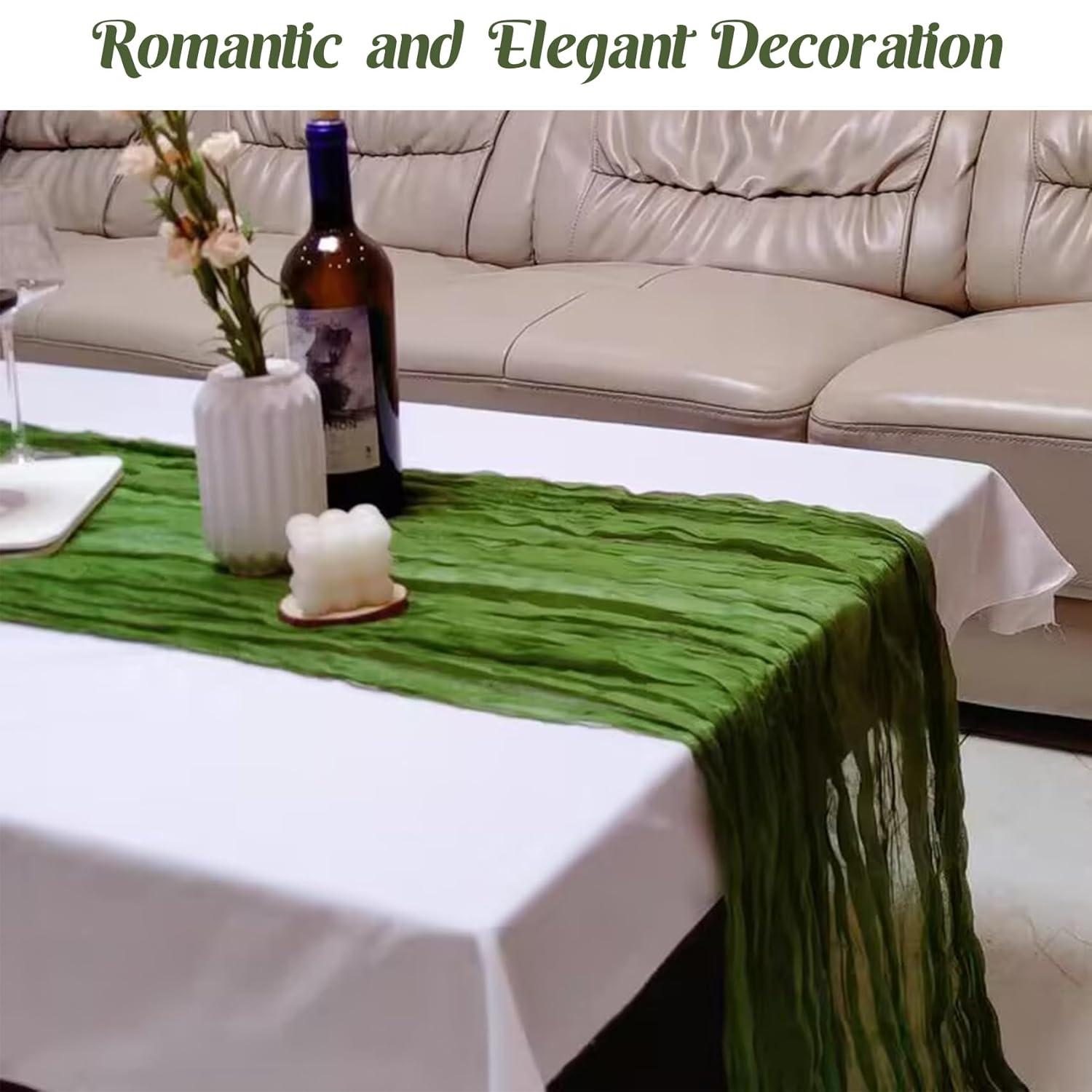 Mint Green Cheesecloth Table Runner 6 Pack 35" Boho Gauze Runner 120 inches Long Tablecloth Runner Rustic Sheer Fabric Bulk for Baby Shower Wedding Bridal Birthday Party Table Decorations