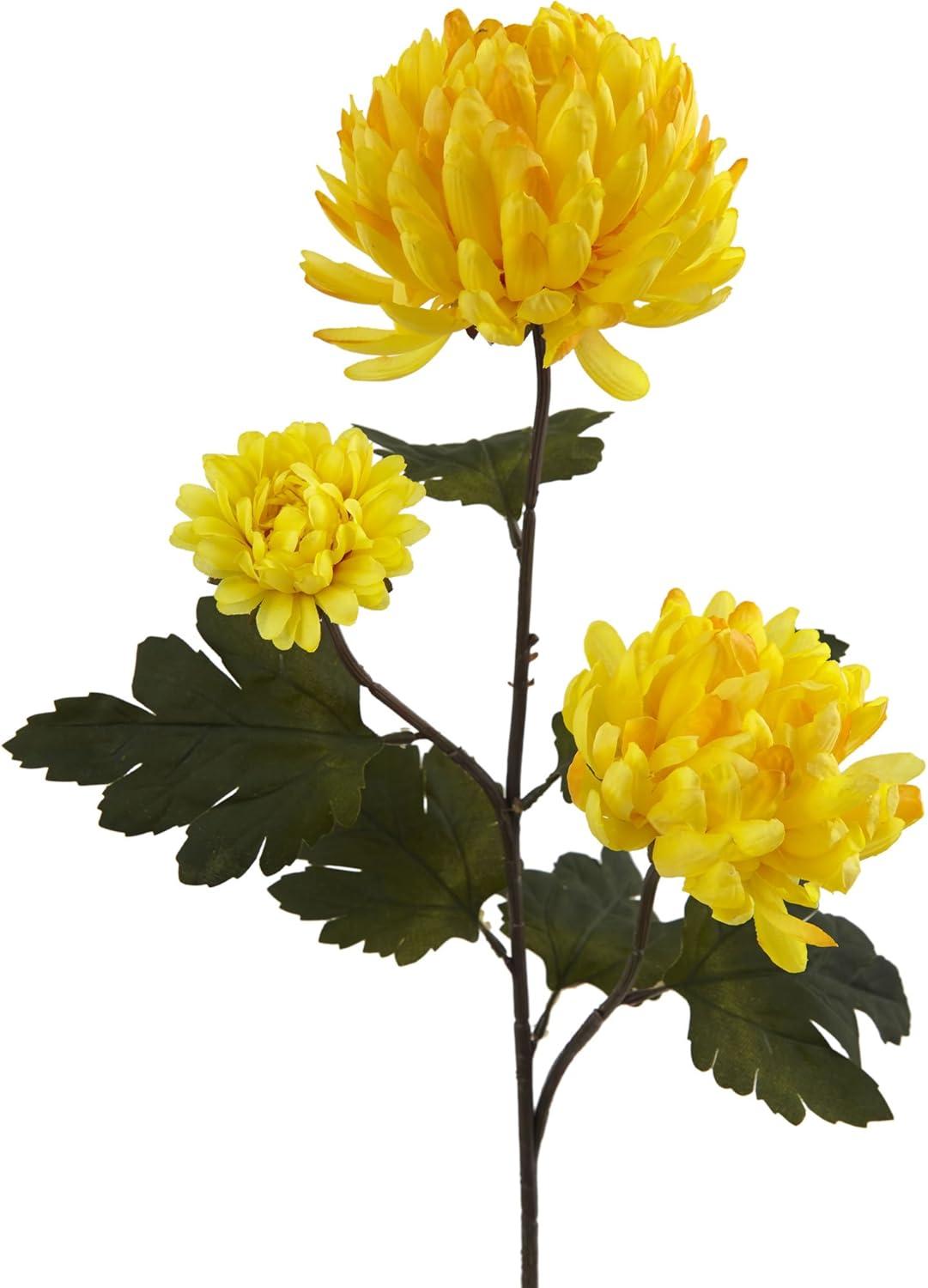 29" Yellow Silk Chrysanthemum Artificial Flowers Set of 12