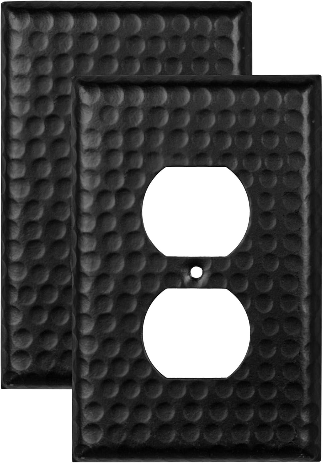 Matte Black Hand Hammered Aluminum 1-Gang Wall Plate Cover