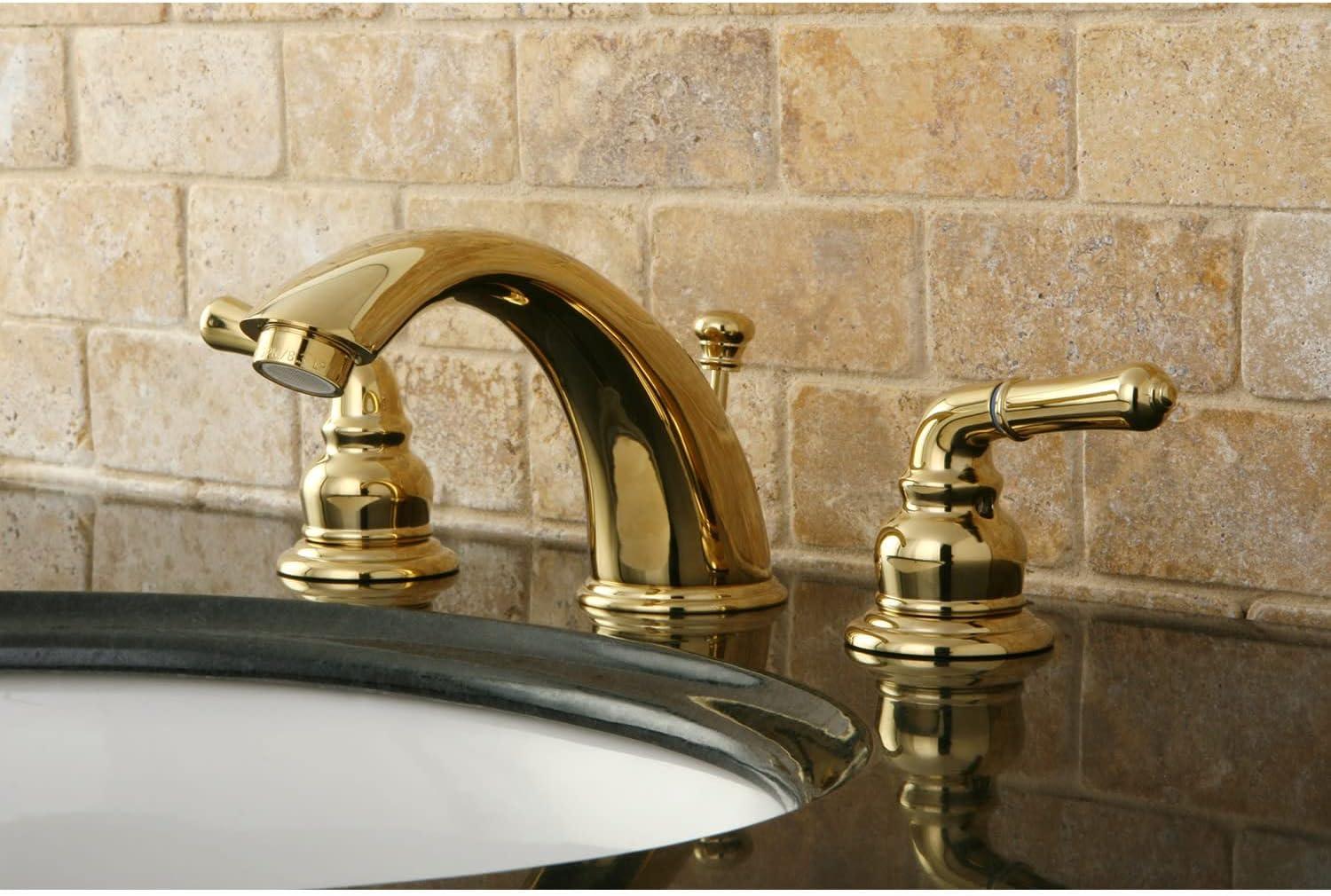 Kingston Brass Magellan Two-Handle 3-Hole Deck Mount Widespread Bathroom Faucet with Retail Pop-Up Drain