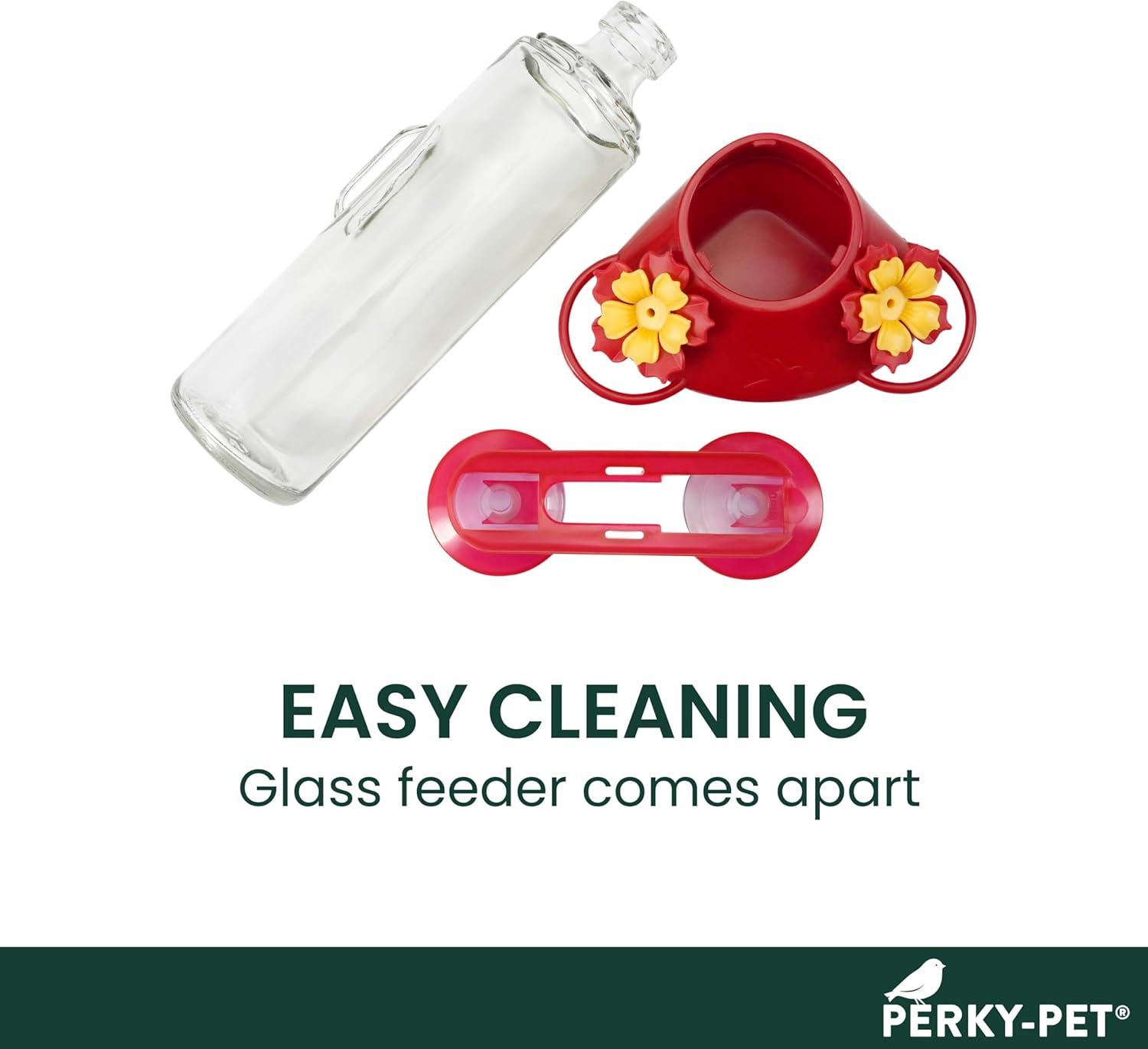Perky-Pet 455-2 Mounted 445-2 Glass Window Hummingbird Feeder, Red – 14 oz