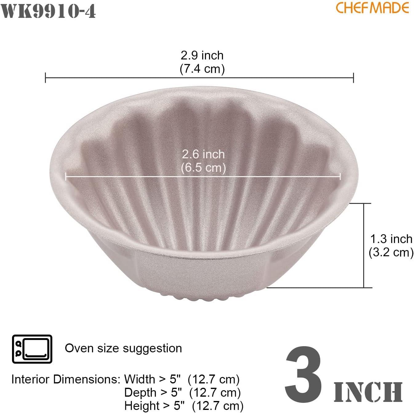 CHEFMADE Madeleine Mold Cake Pan, 12-Cavity Non-Stick Spherical Shell Madeline Bakeware for Oven Baking (Champagne Gold)