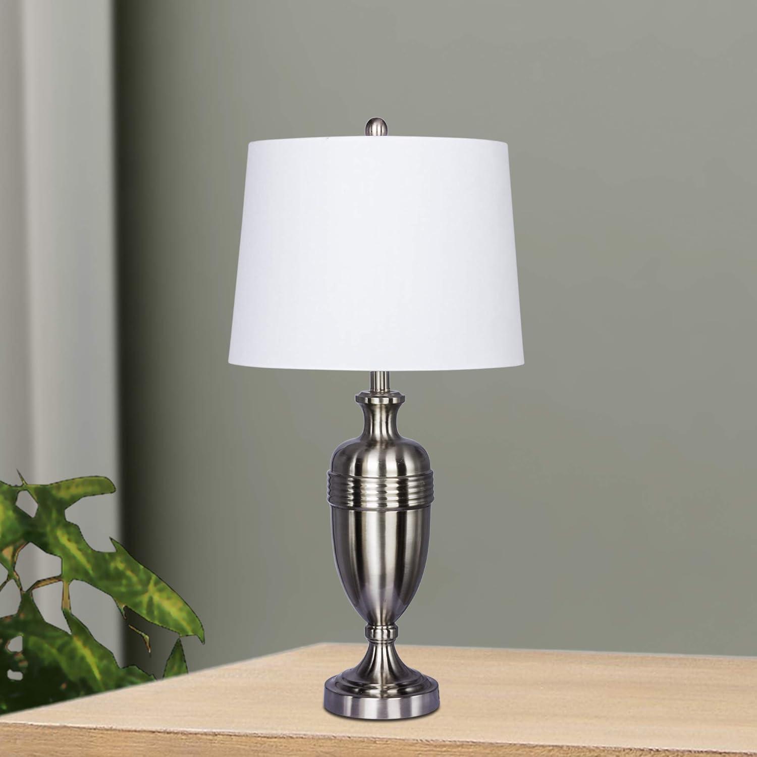 Fangio Lighting's 1590BS 29.25 in. Brushed Steel Decorative Urn Table Lamp