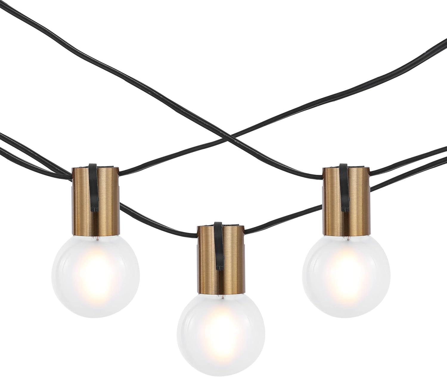 Farrynn Outdoor String Lights - Brass / Black - Safavieh..