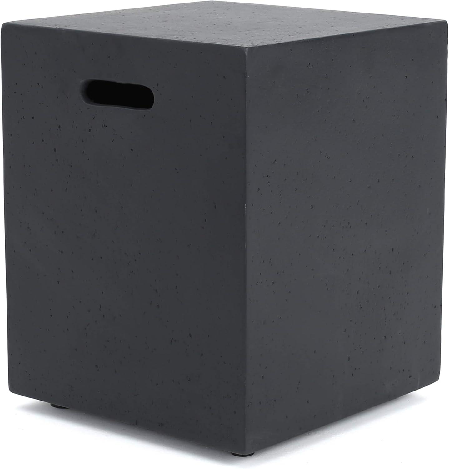 Aidan Outdoor Light Weight Concrete Square Tank Holder Side Table Dark Gray - Christopher Knight Home: Modern Patio Furniture, No Assembly Required