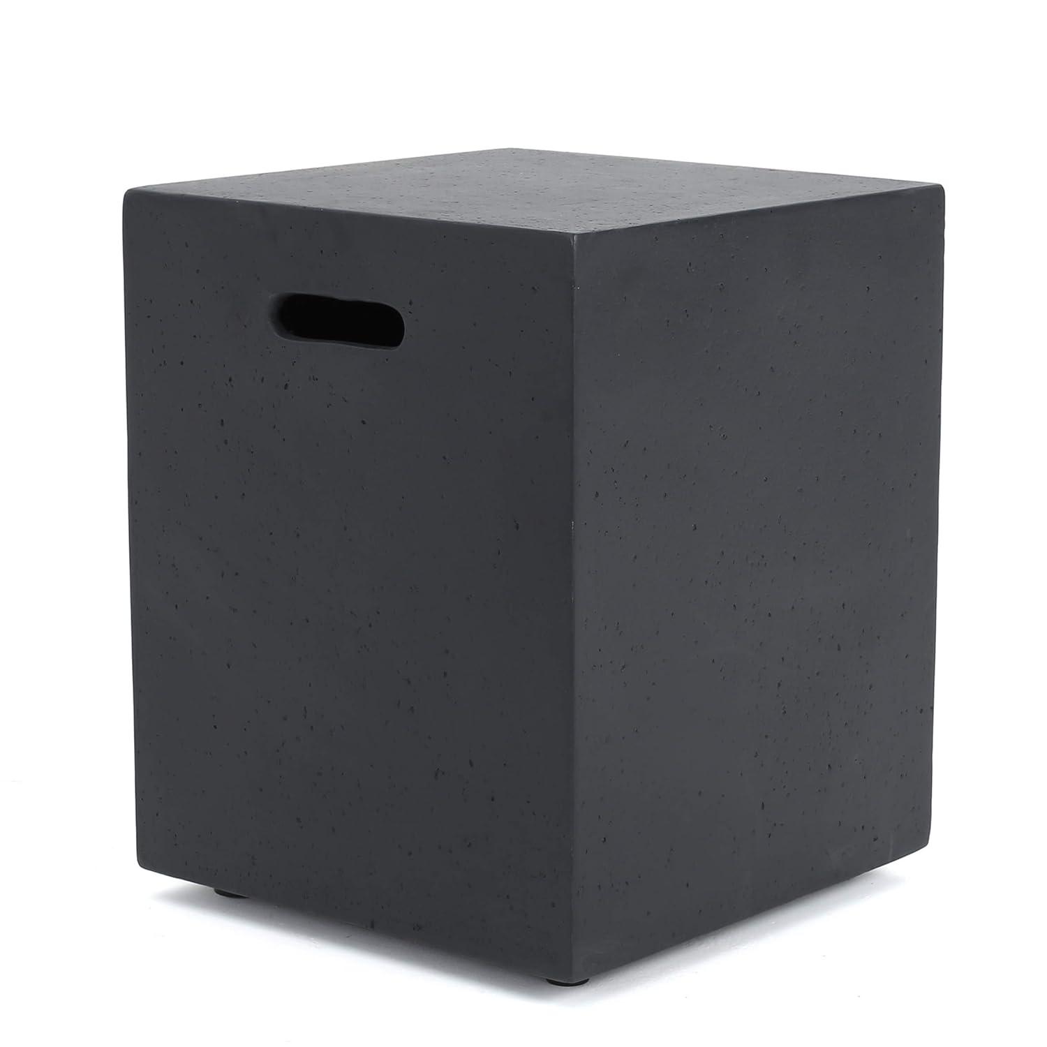 Aidan Outdoor Light Weight Concrete Square Tank Holder Side Table Dark Gray - Christopher Knight Home: Modern Patio Furniture, No Assembly Required