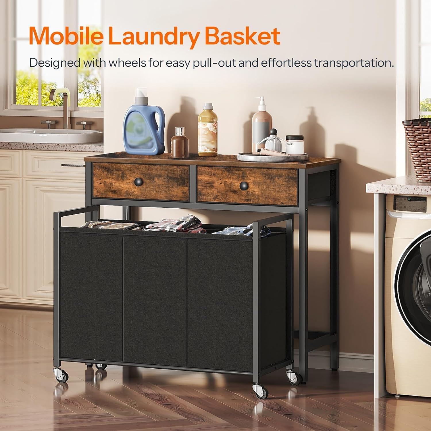 FLOORING CENTER LLC Laundry Basket With Wheels And Drawers