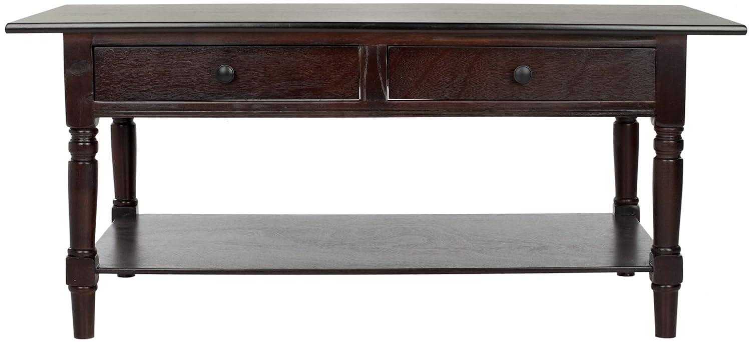 Boris 2 Drawer Coffee Table - Dark Cherry - Safavieh