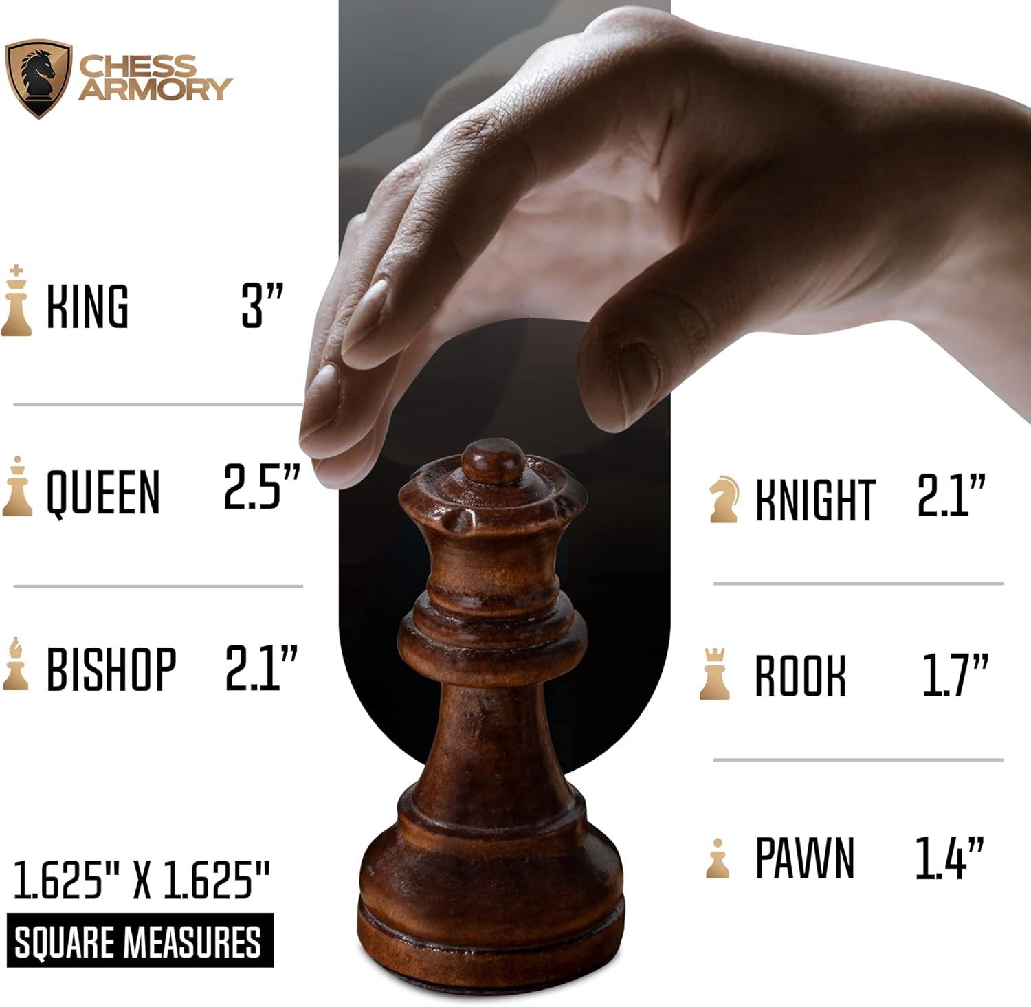 Chess Armory Premium Checkers and Chess Set - Wooden Board Game with a Portable Wood Case and Secure Storage for Pieces, Set for Kids and Adults (Beech Wood)