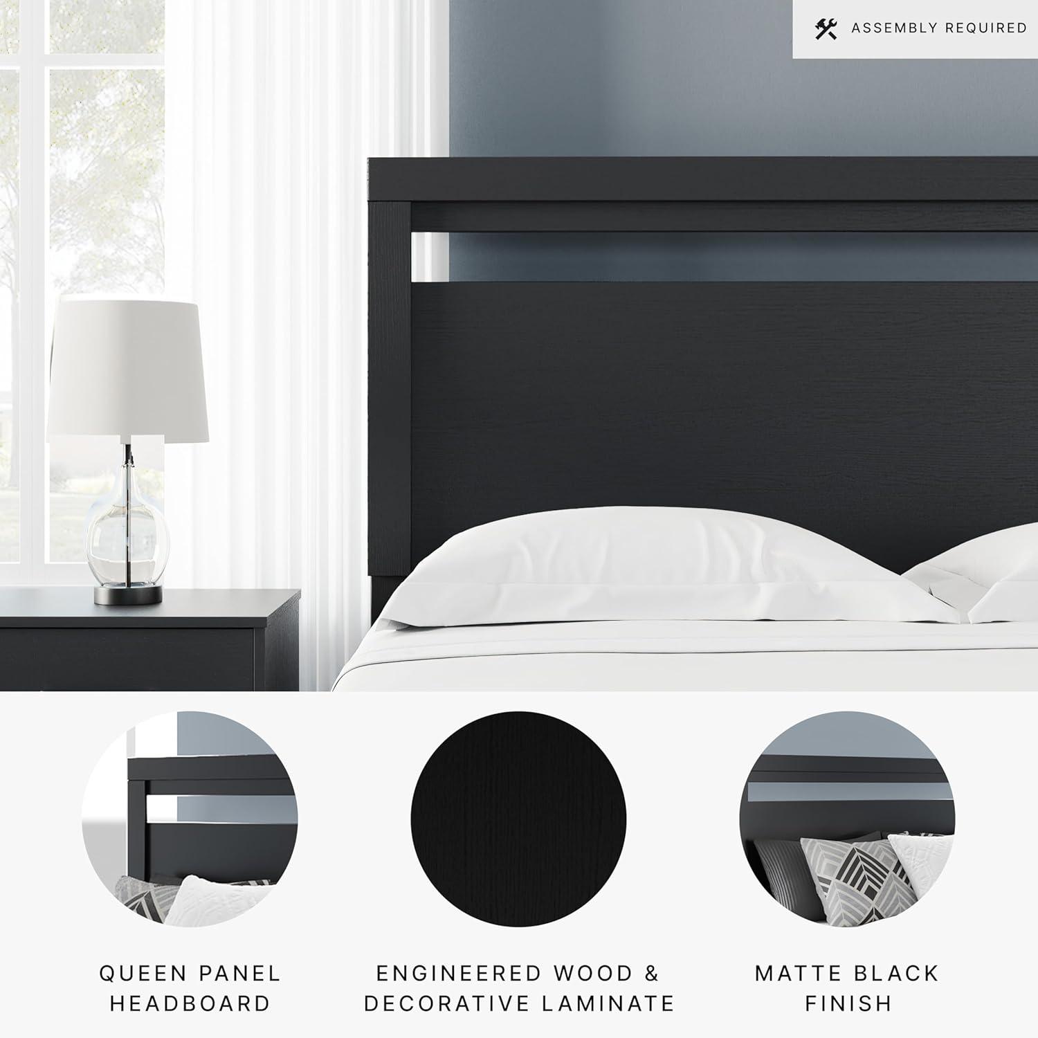 Queen Finch Panel Headboard Black - Signature Design by Ashley: Contemporary Matte Finish, 50.94" Height