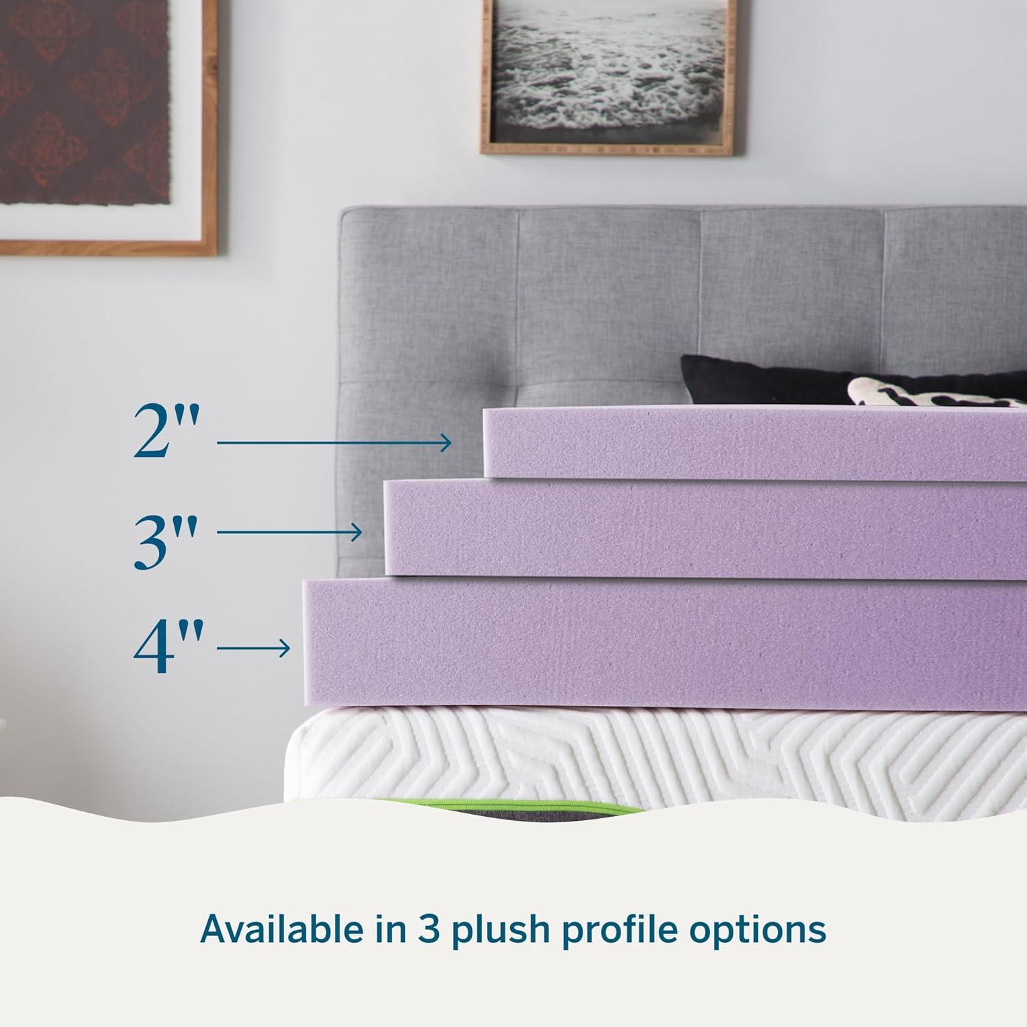 LUCID 3 Inch Lavender Infused Memory Foam Mattress Topper - Ventilated Design - Queen Size