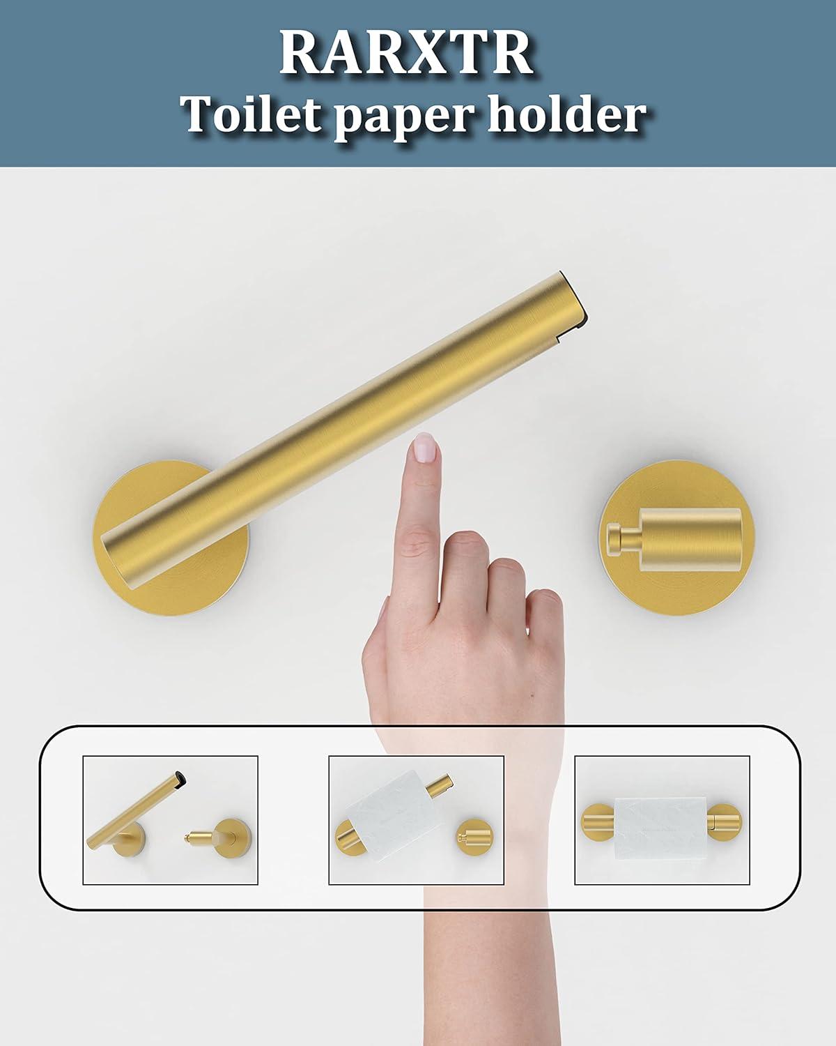Fixsen Gold Toilet Paper Holder Bathroom Double Post Pivoting Tissue Roll Holder Stainless Steel and Zinc Alloy Wall Mount Detachable (Gold, 1)