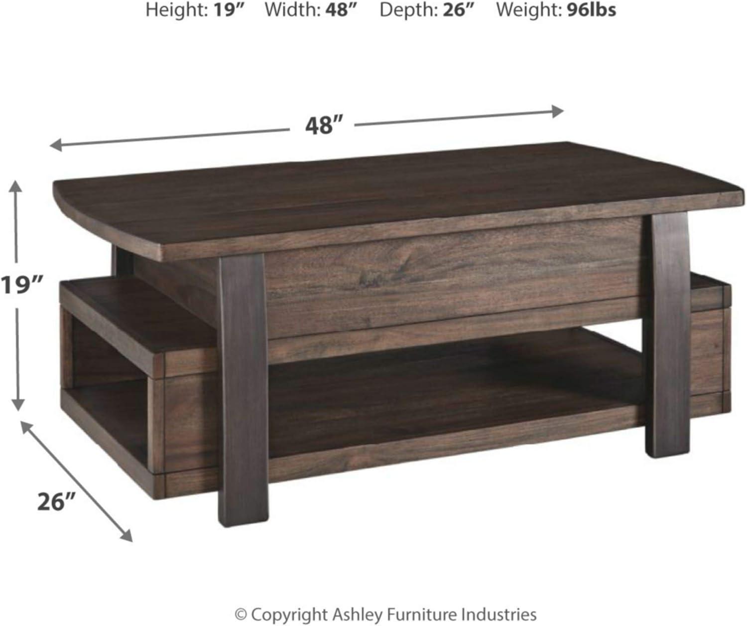 Vailbry Lift Top Cocktail Table Brown - Signature Design by Ashley: UPC 024052498875, Open Shelf, Faux Metal Legs