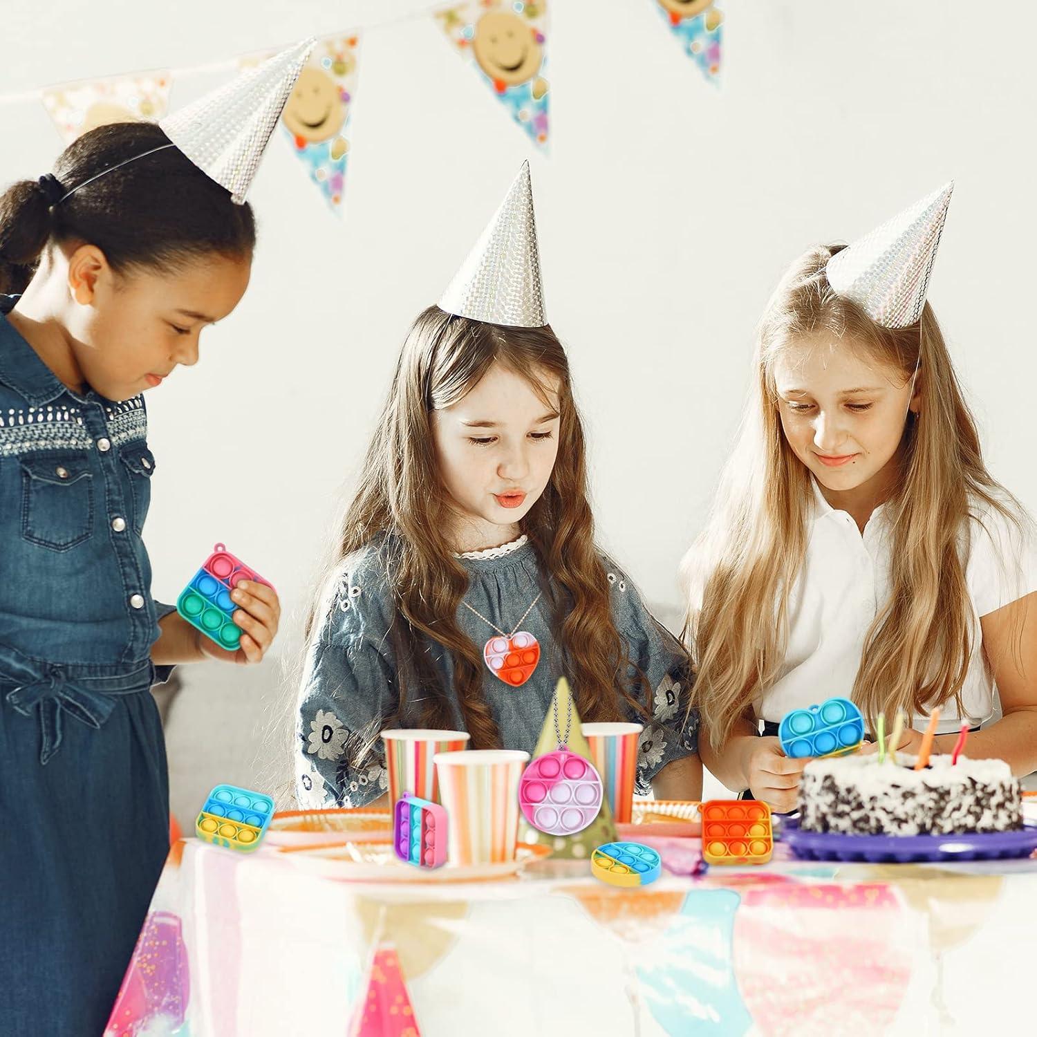 Arme 95Pcs Pop Fidget Toys,Party Favors Toddler Toy Pop Fidget Keychain Mini Fidget Toys Bulk Sensory Toys Stress Toys, Party Fidget Pack Popper Toy Gift for Girls Boys