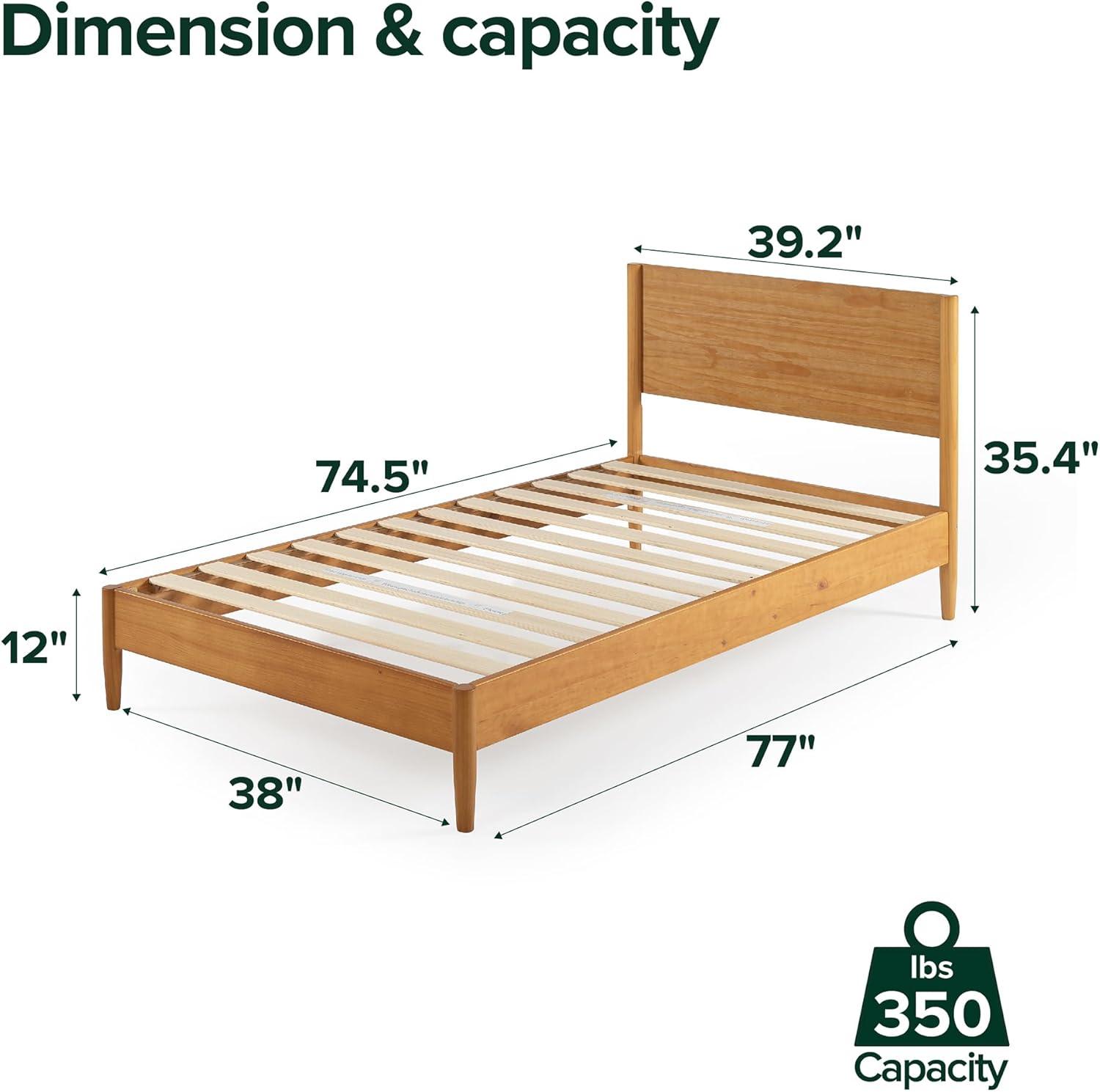 Zinus Allen 35" Mid Century Wood Platform Bed Frame, Twin