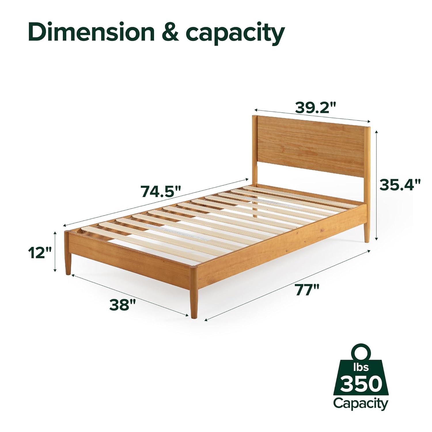 Zinus Allen 35" Mid Century Wood Platform Bed Frame, Twin