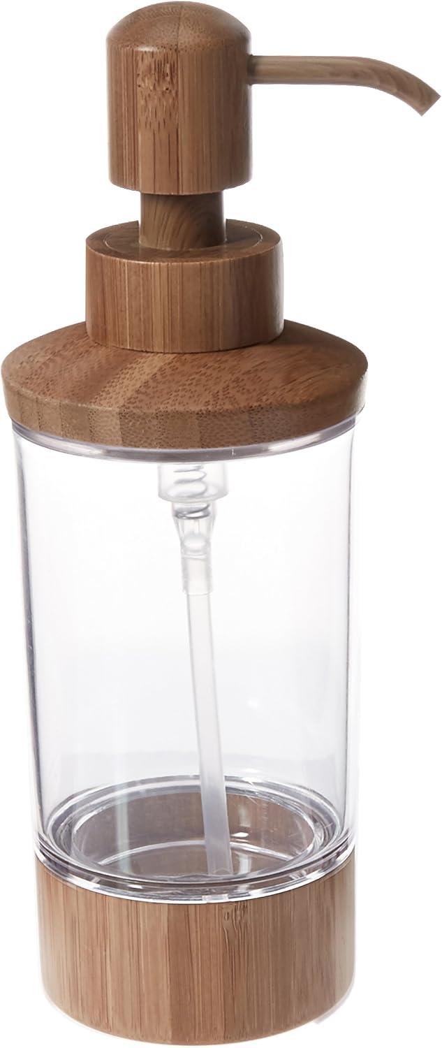 Clear and Natural Bamboo Soap Dispenser with BPA-Free Plastic