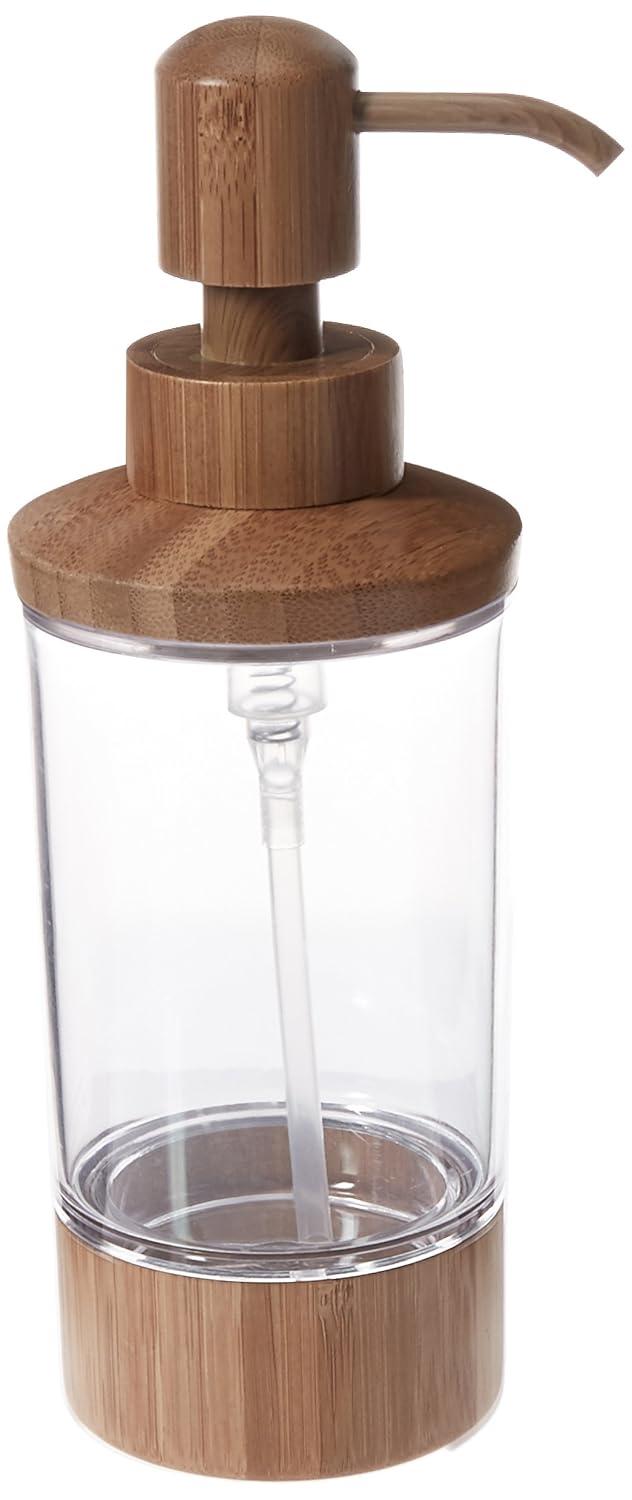 iDesign Formbu Soap and Lotion Dispenser Pump Kitchen or Bathroom, Clear/Natural Bamboo