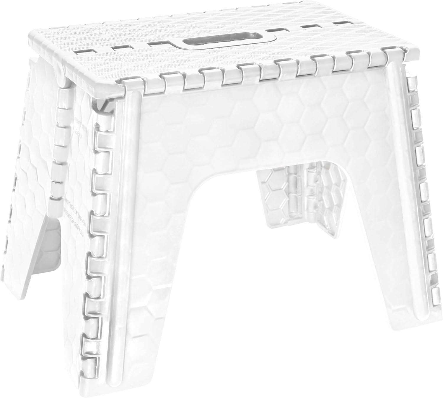 Simplify 12" Plastic Folding Single Step Stool in White