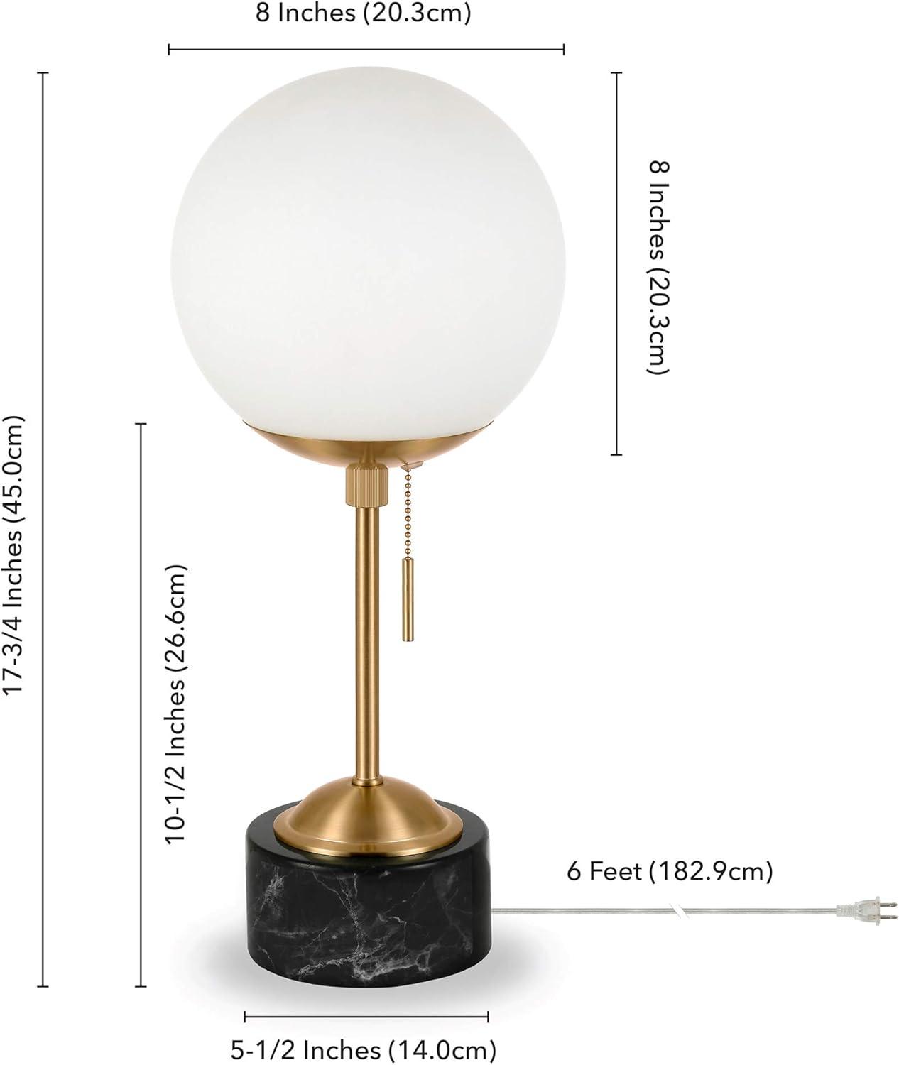 Evelyn&Zoe Modern Marble Table Lamp with White Globe Shade