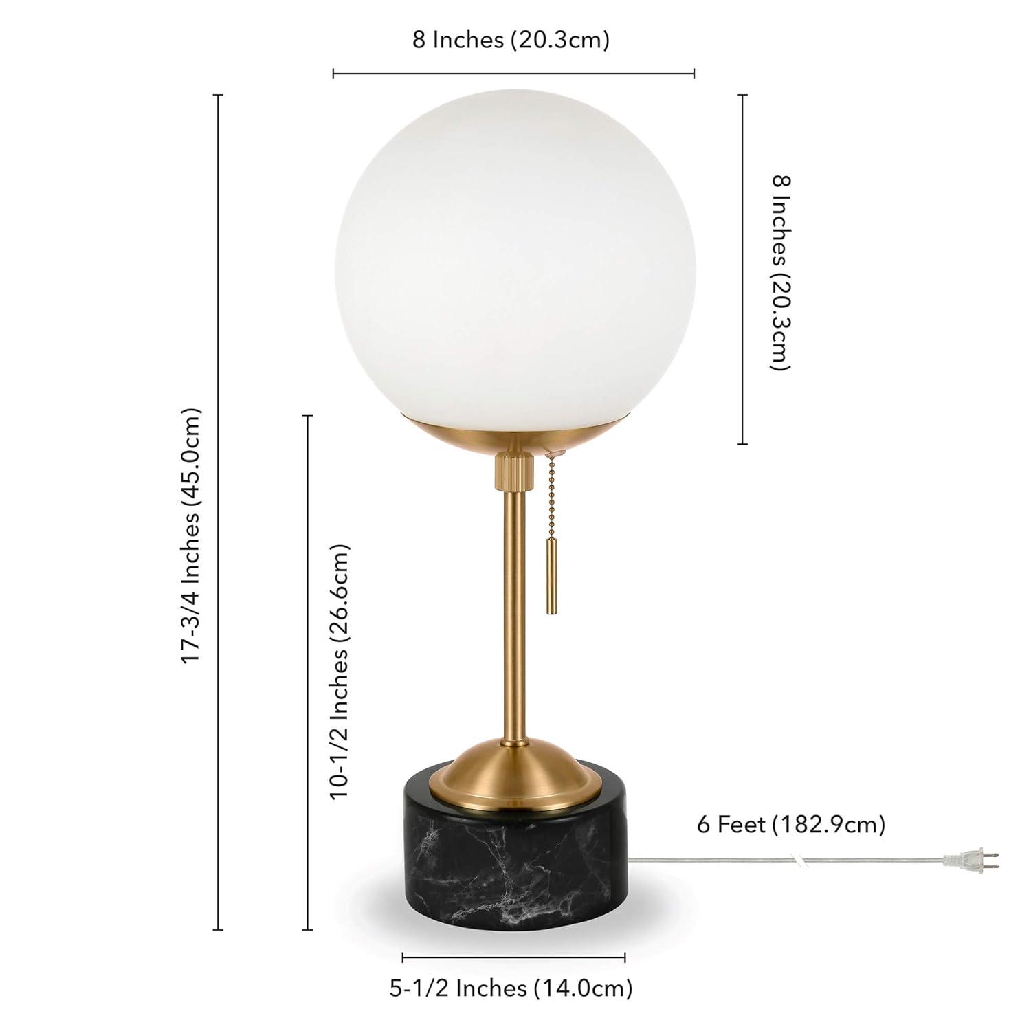 Henn&Hart 8" Brass/White Marble Marble/Metal/Glass Table Lamp