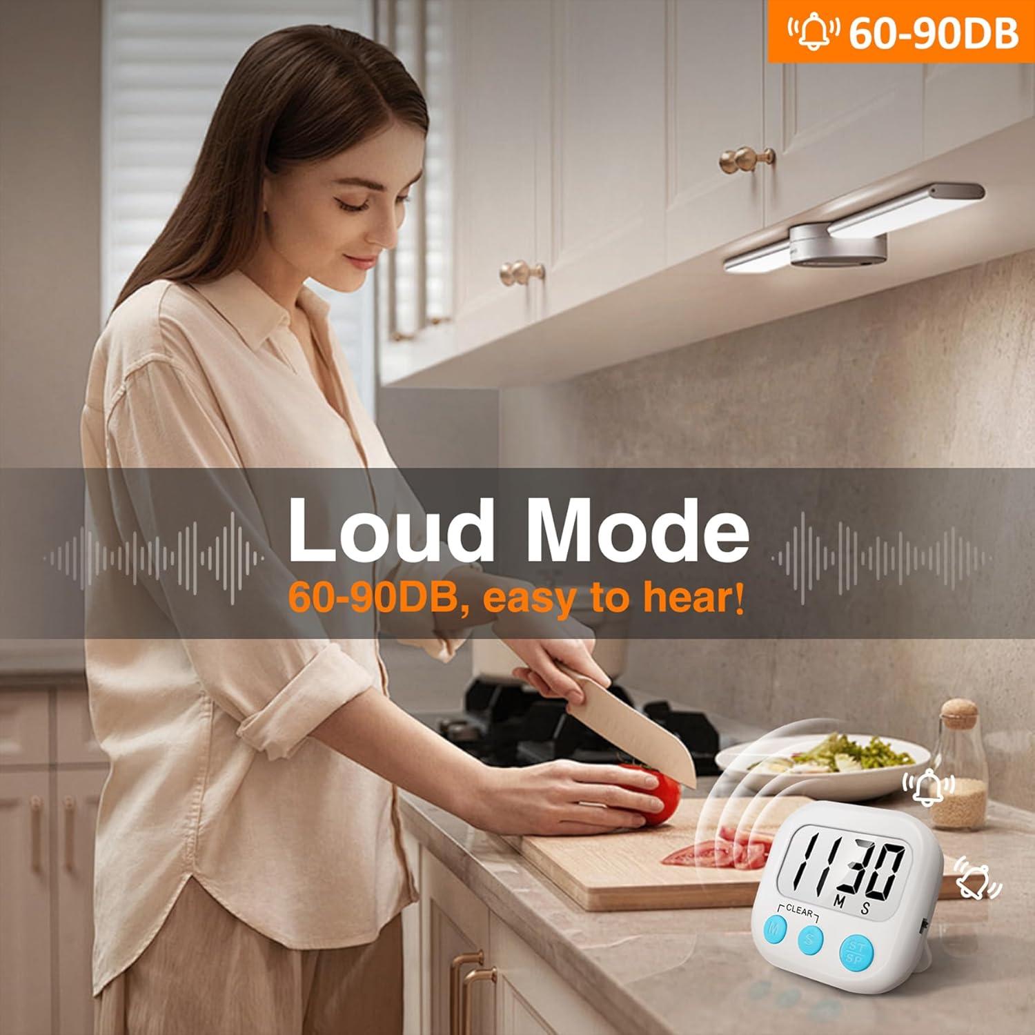 2 Count Kitchen Timer Task Small Digital with Magnetic Back and On/off Switch