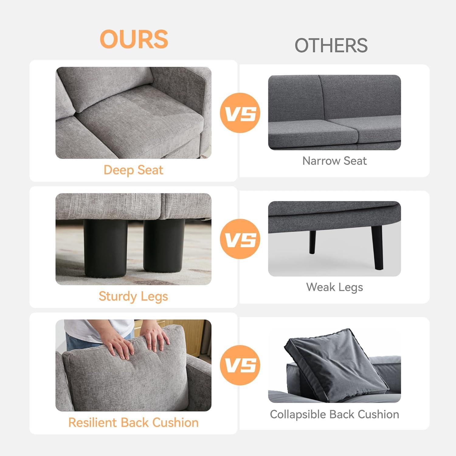 Ebern Designs 107”Modular Sectional Sofa Convertible U Shaped Sofa Couch Set With Storage For Living Room, Modern 6 Seater Modular Sectional Couch With Movable Ottoman, Chenille