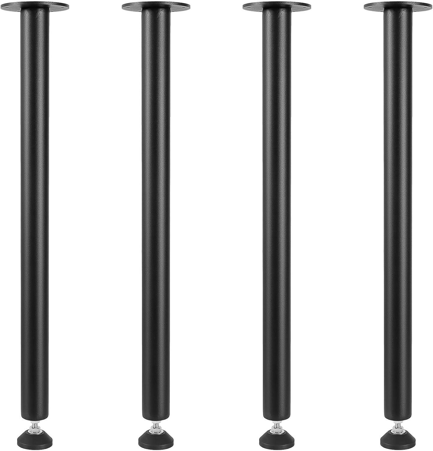 SKYSHALO 30" Adjustable Desk Legs, Strengthened Steel Legs for Office Tables, DIY Set of 4, Supports up to 1200 lbs, Easy-to-Install with Adjustable Feet, Black