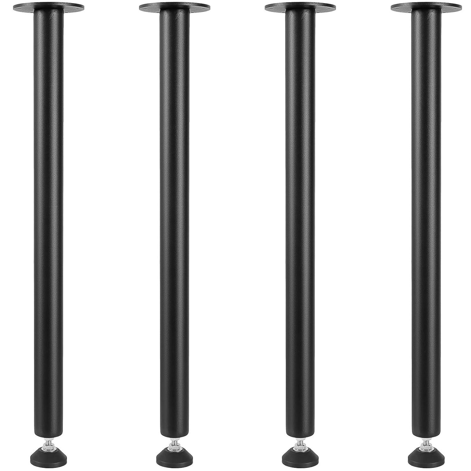 VEVOR 28 Inch Adjustable Desk Legs, Reinforced Steel Office Table Furniture Legs Set of 4 for DIY, 1200 lbs Load Capacity Heavy Duty Desk Legs, Quick Instalation Legs with Adjustable Foot Cup Black
