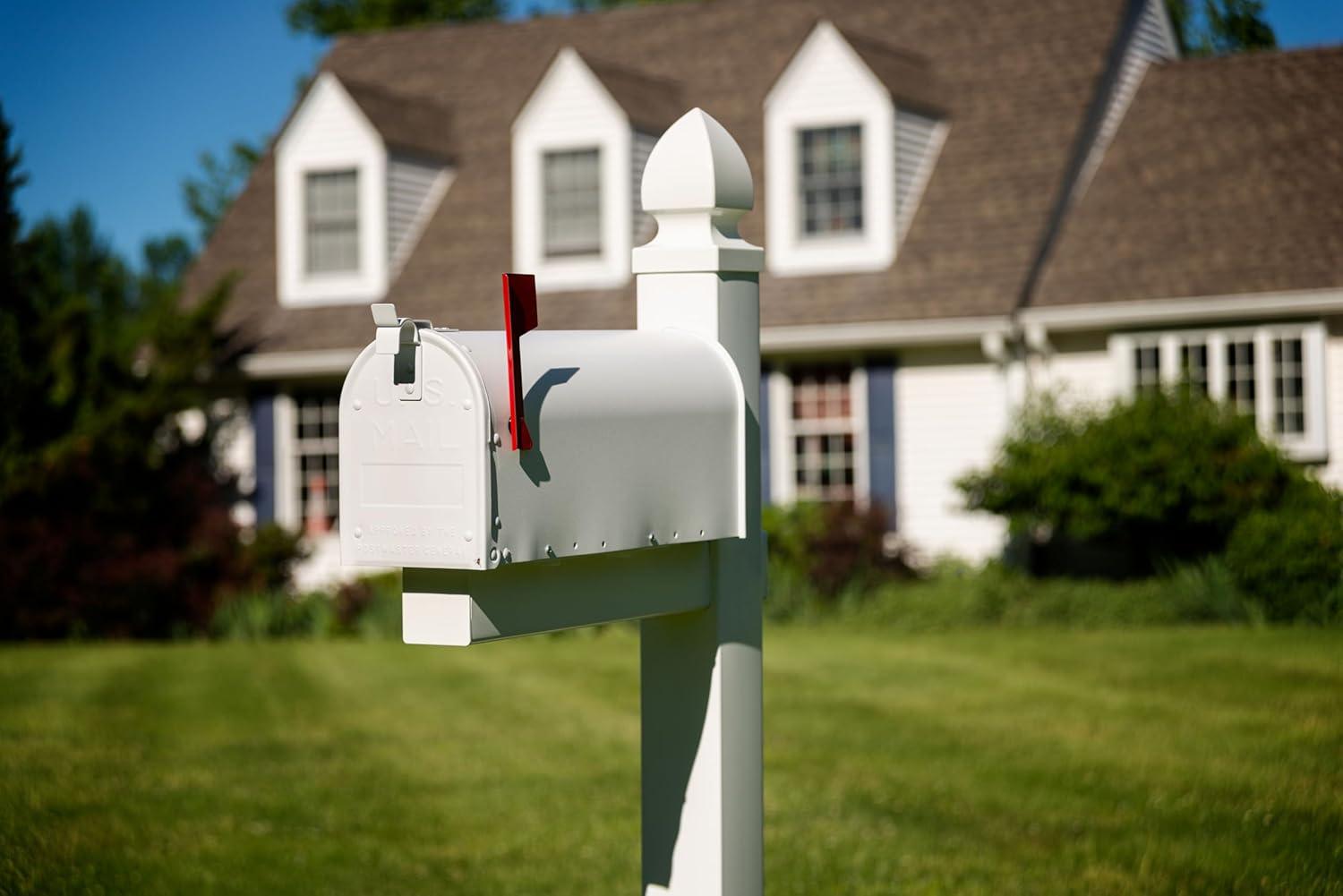 Medium White Aluminum Post Mount Mailbox