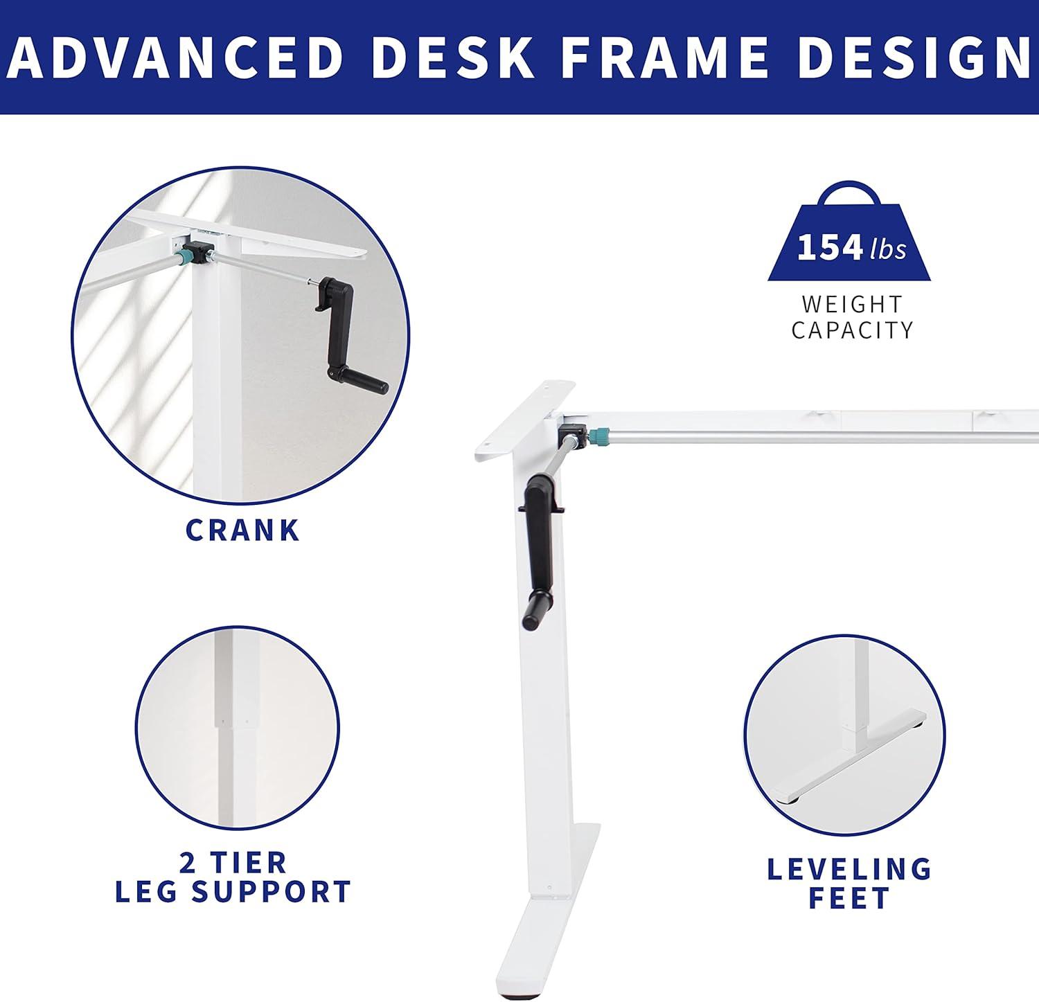 Compact Crank Height Adjustable Desk Frame